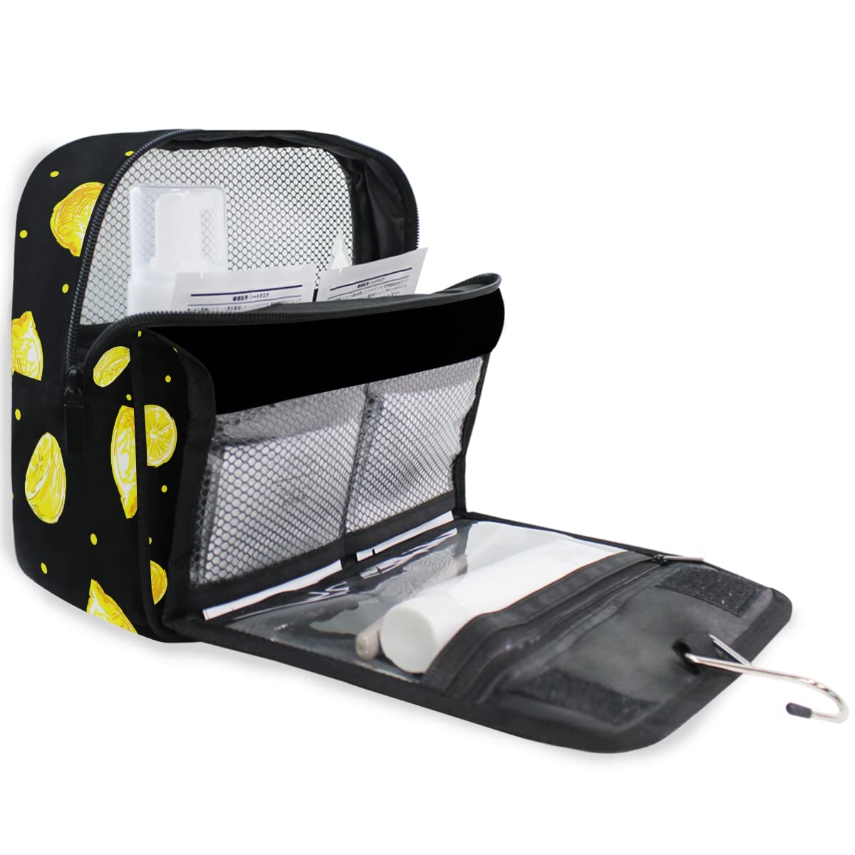 Senya Hanging Travel Toiletry Bag Kit - Waterproof Cosmetic Organizer for Men & Women (Yellow Lemons) - Perfect for Camping, Gym, Business Trips & Vacation Essentials