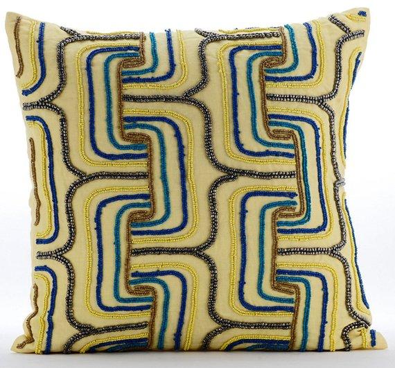 Absolute Wonder Yellow Cotton Linen Decorative Euro Sham Pillow Cover - Soft & Breathable Bedding Accent for Home Decor, Living Room, Bedroom