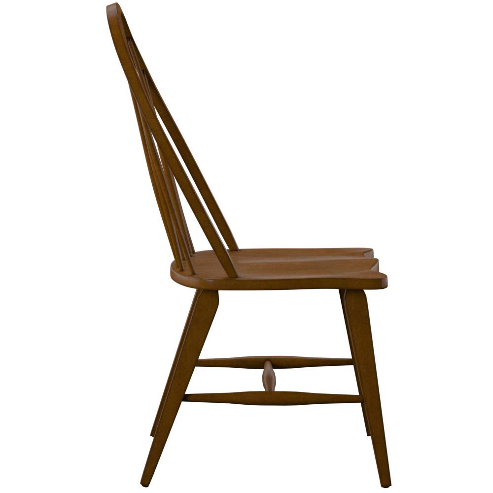 Liberty Furniture Industries Hearthstone Windsor Back Side Chair - Solid Wood Dining Chair with Comfortable Cushioned Seat, Brown - Perfect for Kitchen, Dining Room, and Breakfast Nook