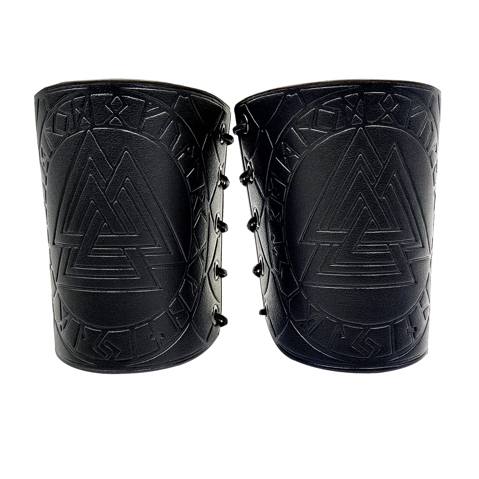 JAOYU Medieval Leather Bracer Set - 2PCS Viking Arm Guards for LARP, Cosplay & Renaissance Fairs - Authentic Leather Vambrace Wrist Armor for Role Playing, Historical Reenactment & Costume Accessories