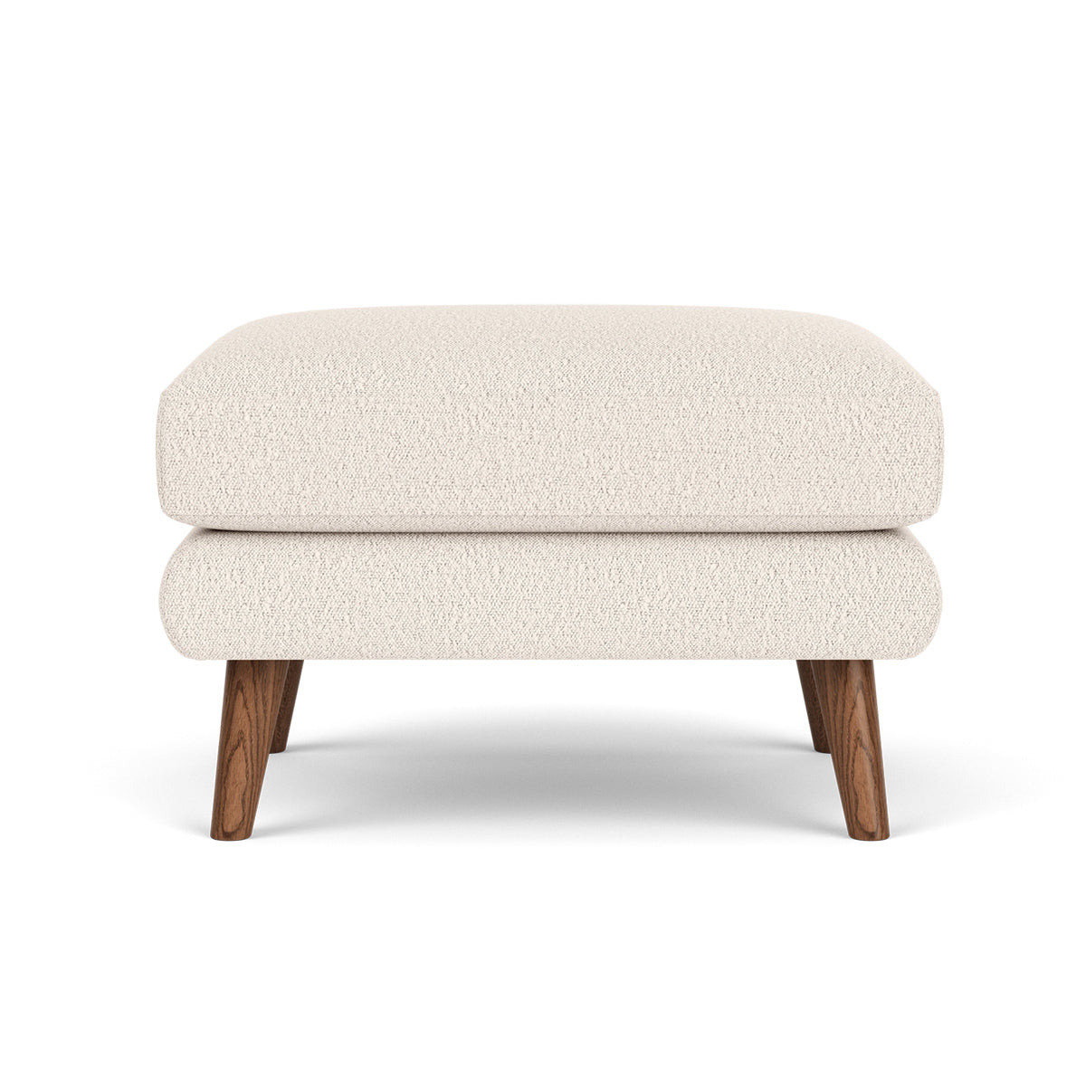George Boucle Ottoman Stool - Round Tufted Footrest Pouf with Wooden Legs, Perfect for Living Room, Bedroom, or Nursery Decor