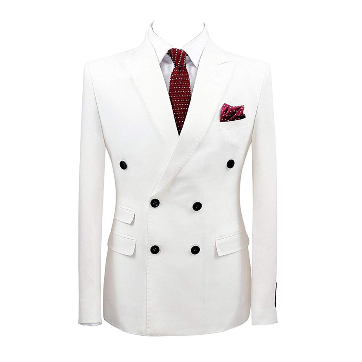 Double Breasted Slim Fit 2-Piece Men's Suit | Formal Peak Lapel Wedding Tuxedo | Business Attire & Special Occasion Outfit