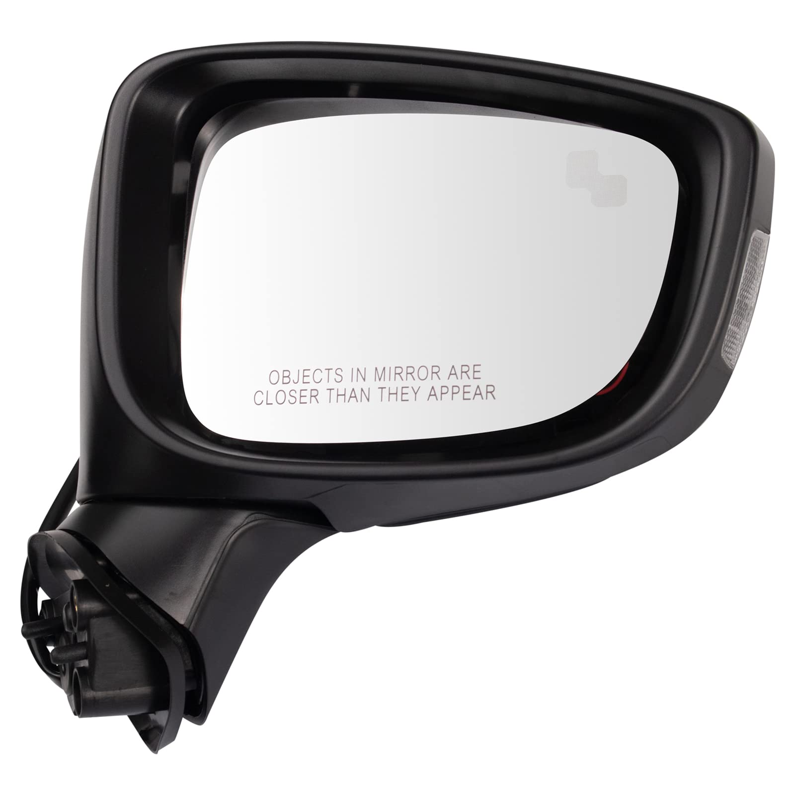 TRQ Passenger Side Right Mirror with Turn Signal & Blind Spot Indicator - Compatible with 2014-2016 Mazda 3 (MA1321193) | No Heating Function | Durable Housing Design for Enhanced Safety & Visibility During Lane Changes