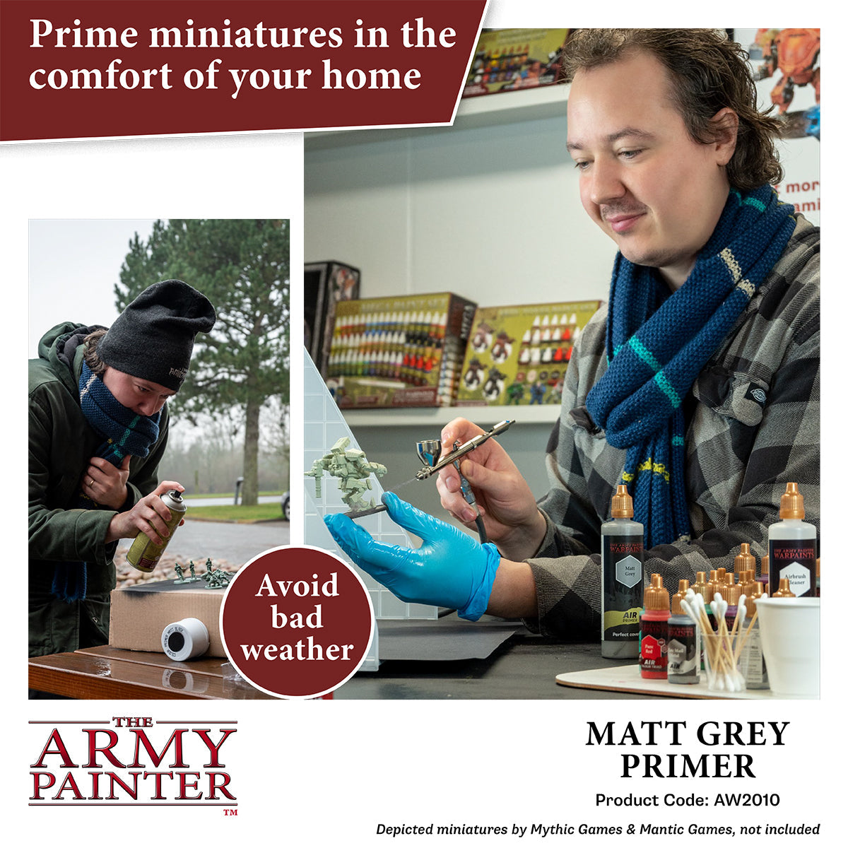 Warpaints Air Matt Grey Primer - 100ml Acrylic Paint for Miniatures & Models - Perfect for Warhammer, D&D, and Tabletop Gaming