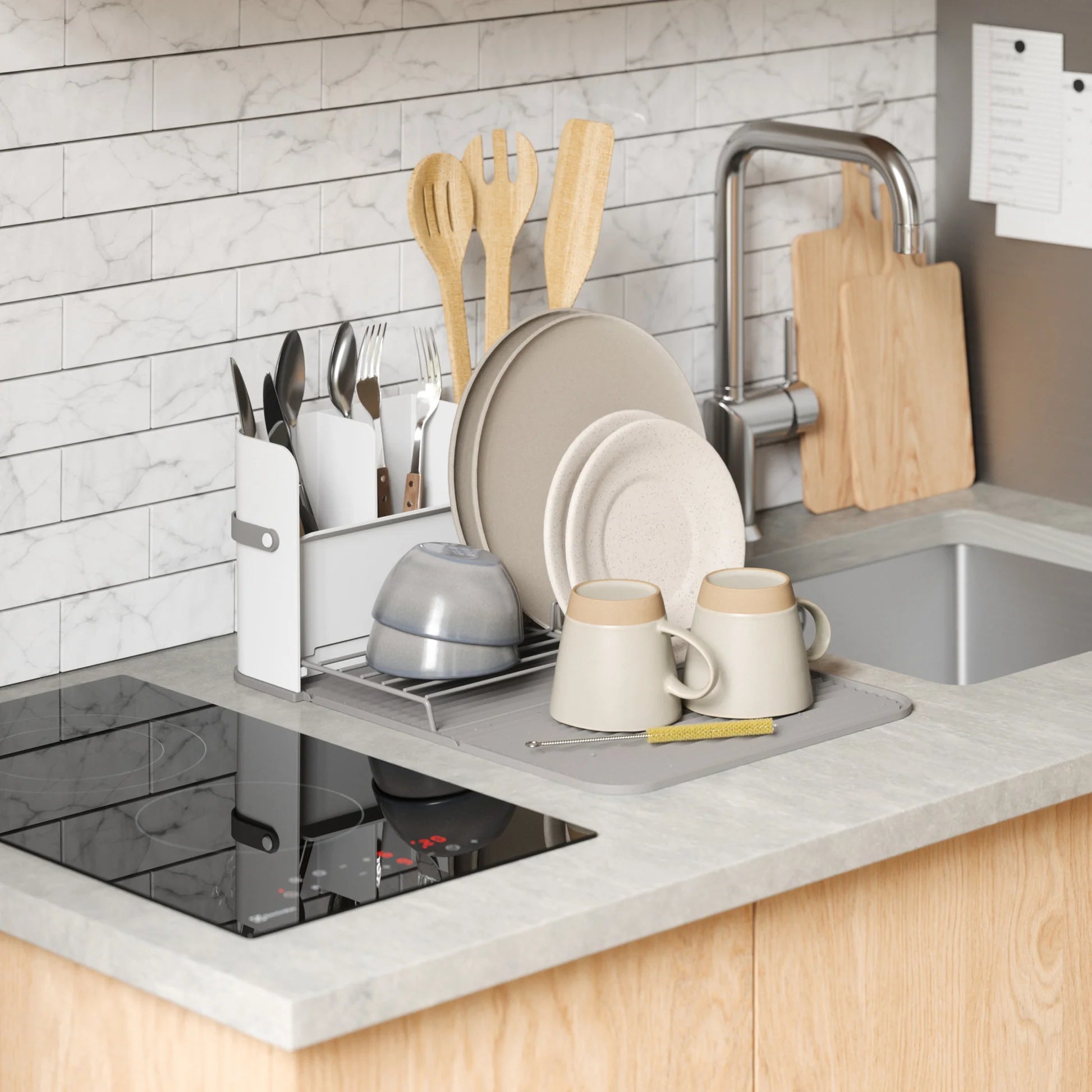 Stainless Steel Sling Dish Rack - Space Saving Kitchen Organizer for Drying Dishes, Cups & Utensils - Perfect for Small Kitchens, Apartments & RVs