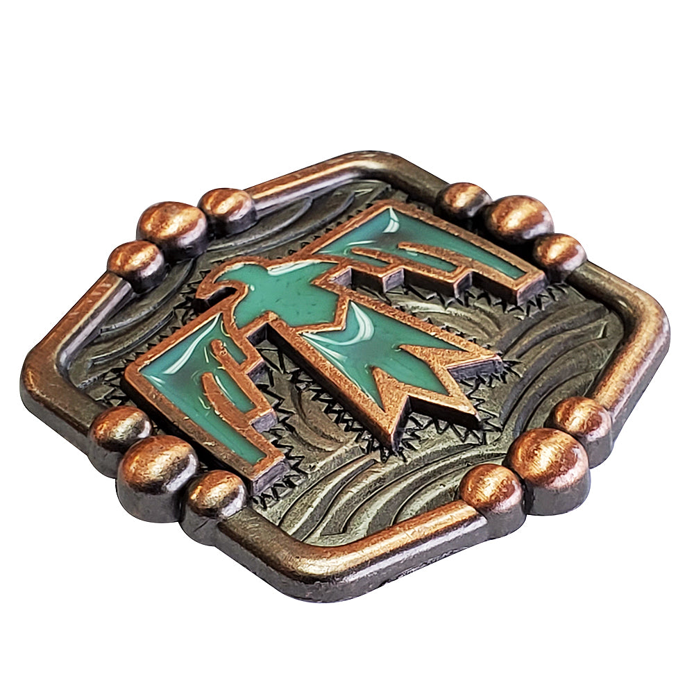 Hilason 1 1/2 Inch Western Horse Concho - Antique Copper with Turquoise Enamel for Western Saddles & Tack - Perfect for Horse Riding Gear, Leather Crafting & Western Decor