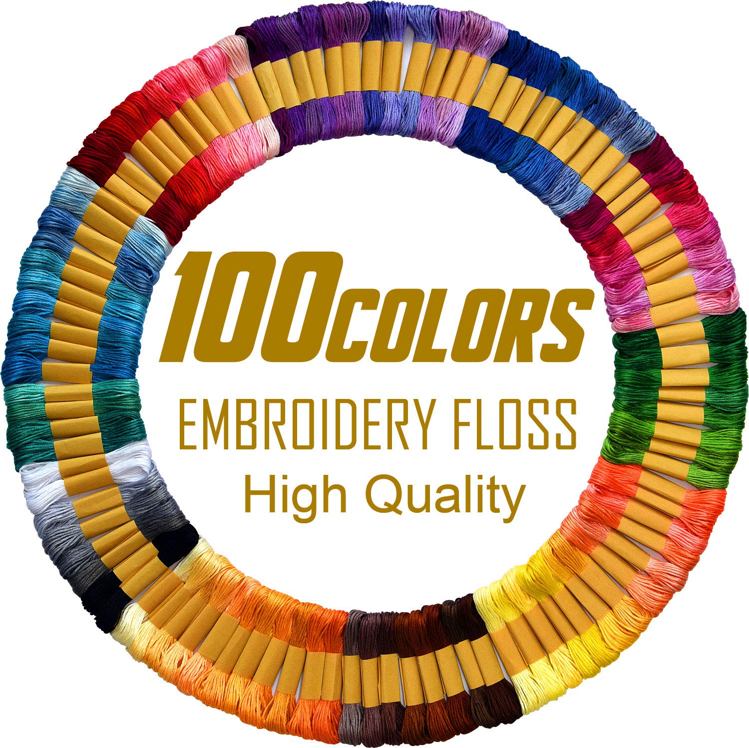 100 Skeins Embroidery Floss Kit - Premium Cross Stitch Threads for DIY Crafts, Friendship Bracelets & Needlework Projects - 6-Strand Cotton Thread for Hand Embroidery, Sewing & Scrapbooking