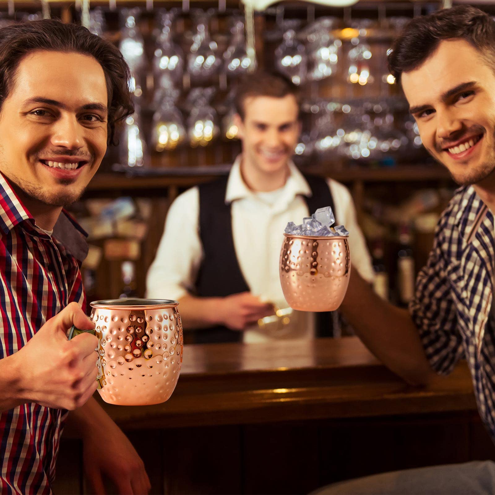 20-Pack Moscow Mule Mugs - 19 oz Hammered Copper Cups with Stainless Steel Lining & Gold Brass Handles - Perfect for Chilled Cocktails, Coffee, Wine - Ideal for Weddings, Bars, and Home Entertaining (Rose Gold)