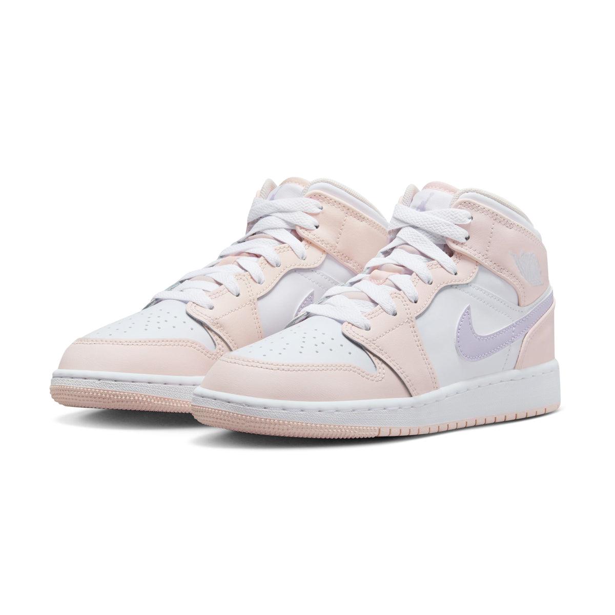 Air Jordan 1 Mid 'Pink Wash' Sneakers for Kids - Comfortable Basketball Shoes for Boys & Girls - Perfect for School, Playground & Casual Wear