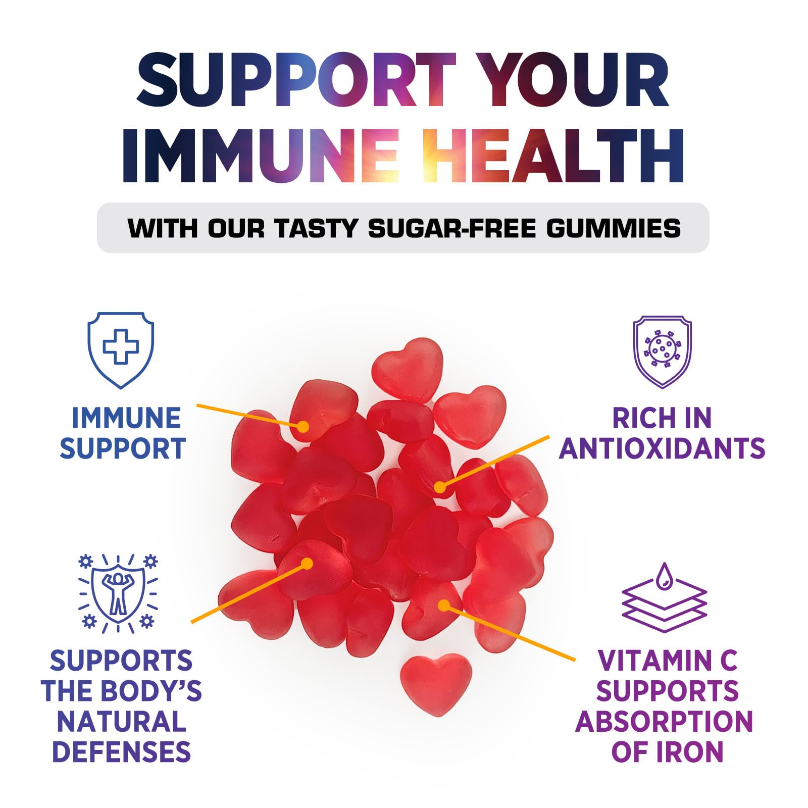 Zero Sugar Vitamin C Gummies for Immune Support - Antioxidant Rich Vitamin C Supplement - Vegan, Non-GMO, Gluten & Dairy Free - Delicious Raspberry Flavor for Kids & Adults - 120 Count - Perfect for Daily Immunity Boost & Healthy Lifestyle