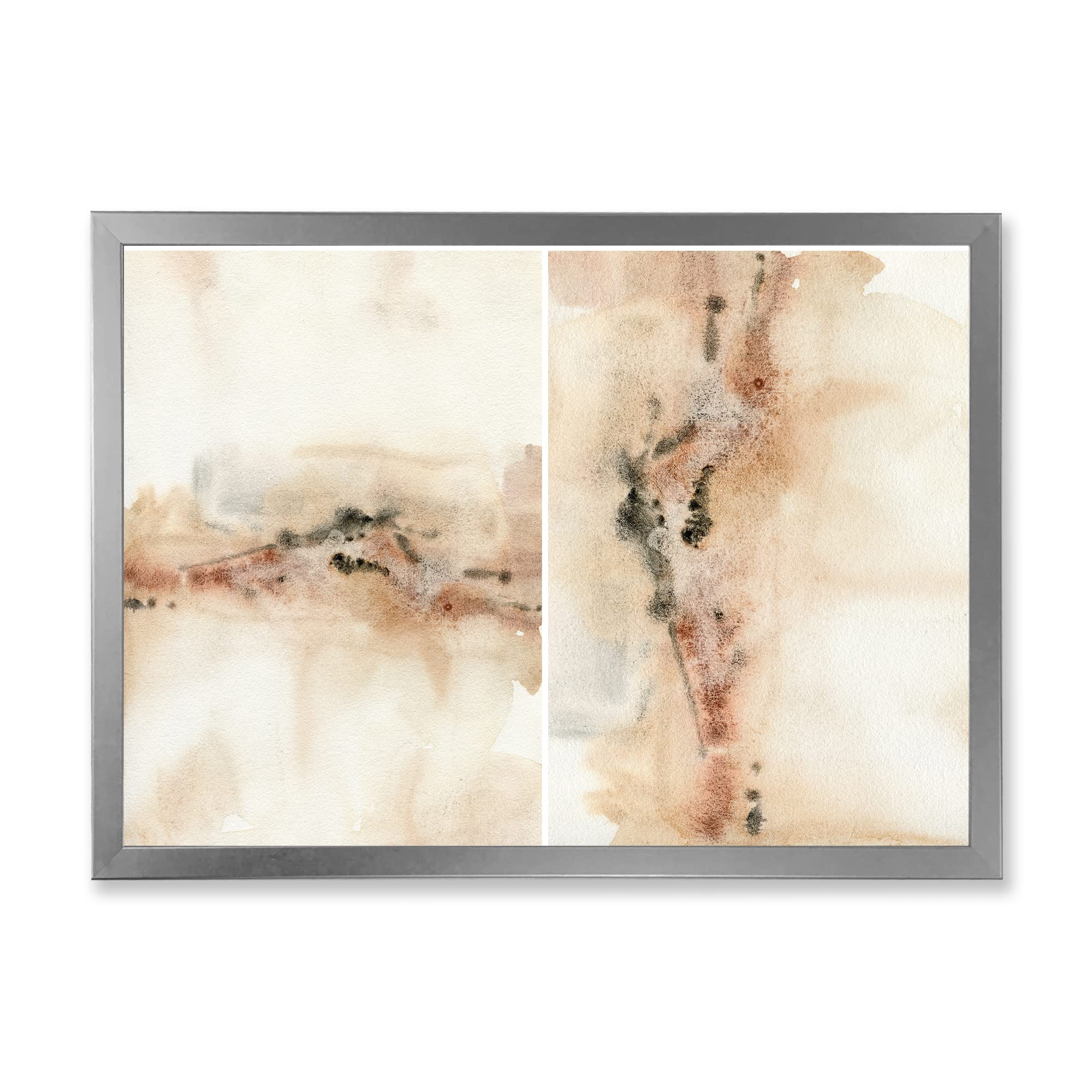 DesignQ Abstract Yellow Beige Red Pink Spots Pastel Modern Framed Wall Art - Perfect for Living Room, Bedroom & Office Decor