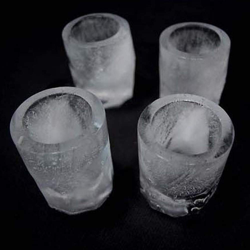 Premium Silicone Shot Glass Ice Molds - 4 Cavity Reusable Whiskey Ice Cube Trays for Freezer (1oz Capacity, 1.3 Inch) - Perfect for Cocktails, Bourbon, Scotch & Party Drinks