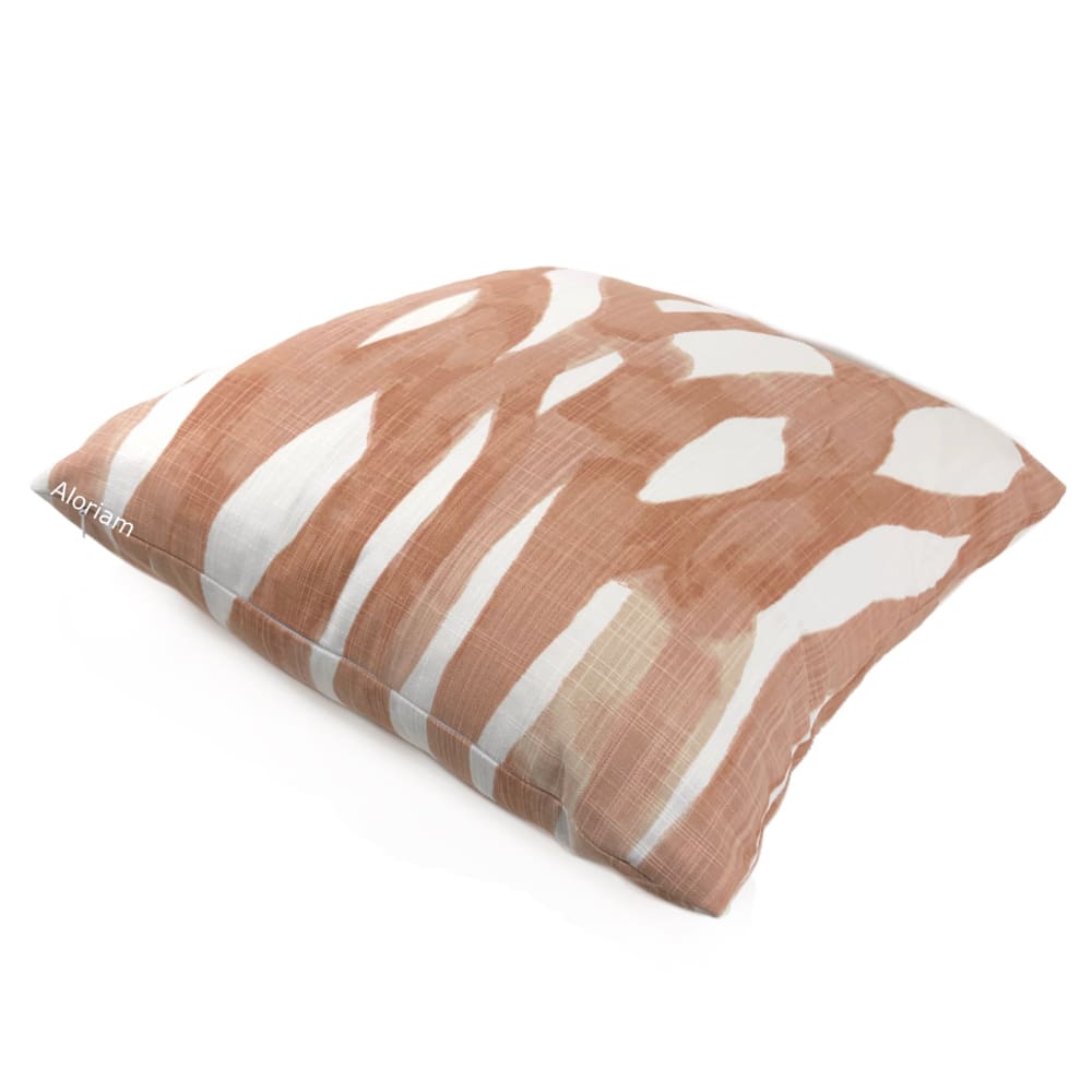 Lyra Coral White Brushstrokes Pillow Cover - Decorative Boho Throw Pillow Case for Sofa, Bed, Couch - 18x18 Inches - Home Decor Accent for Living Room, Bedroom, Nursery