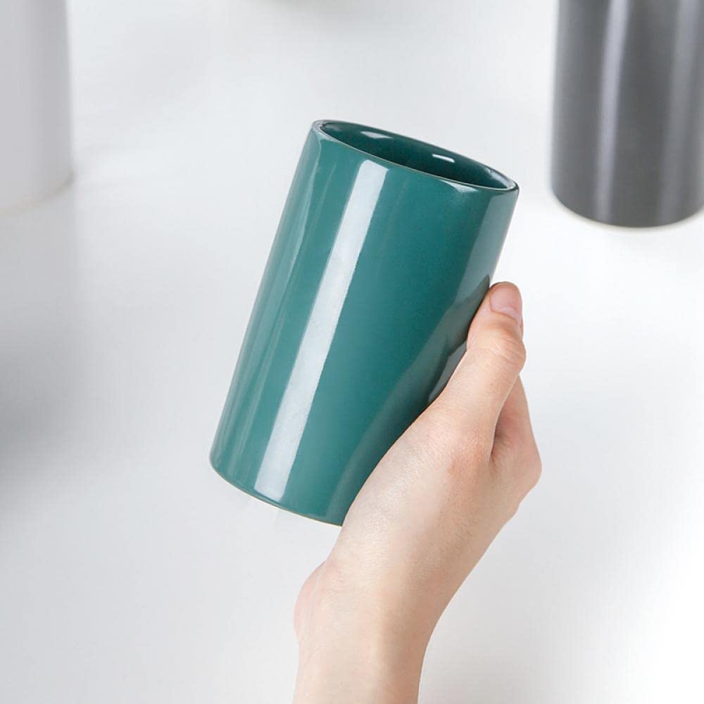 Gaolinci 2 Pack Simple Solid Color Ceramic Mouthwash Cups - 9oz Bathroom Toothbrush Holder & Rinse Cup for Brushing Teeth, Gargling - Perfect for Home, Hotel, or Office Use
