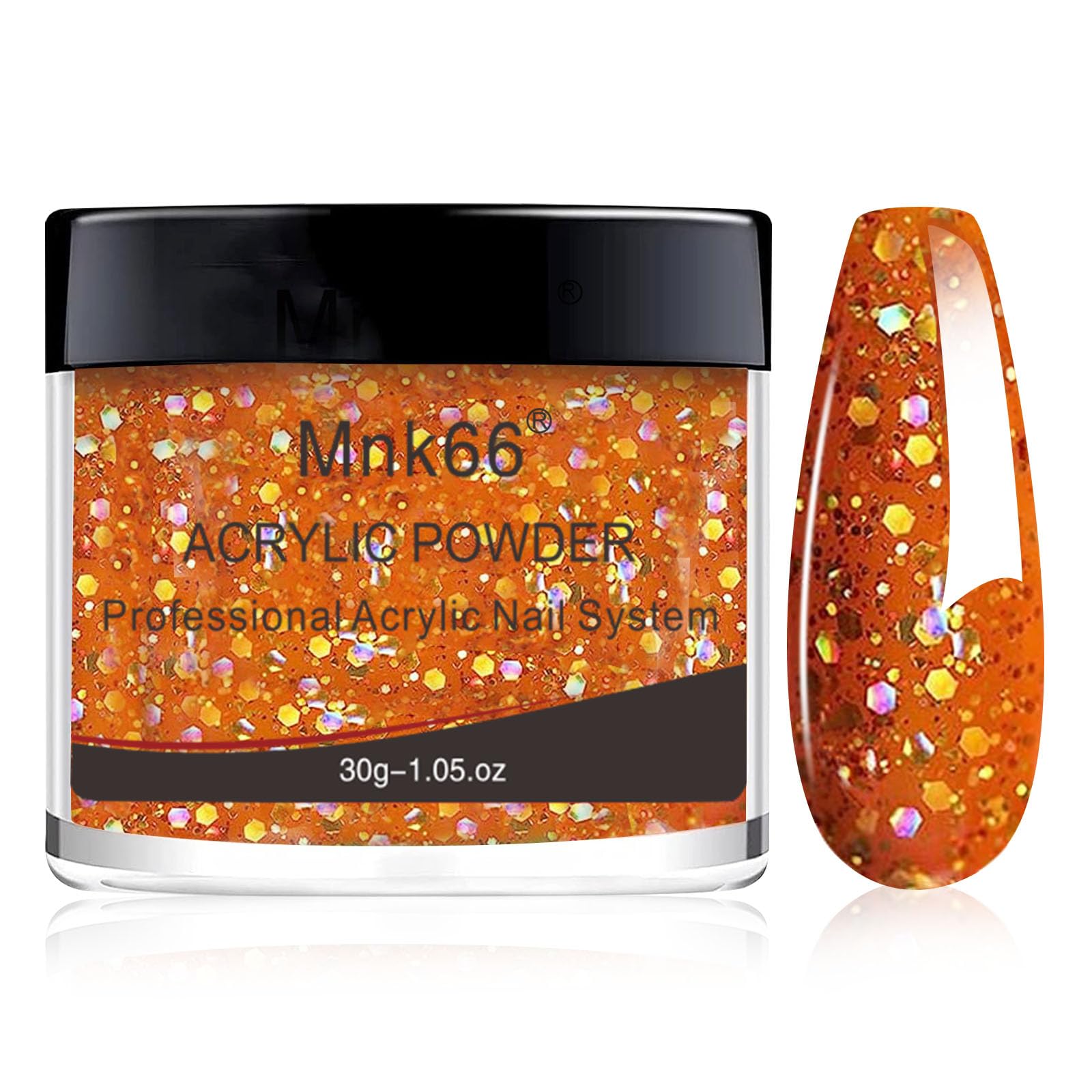 Professional Orange Glitter Acrylic Nail Powder for Nail Extensions & 3D French Nail Art - 30g Halloween Nail Design Kit with Flower Carving Tools, Perfect for Beginners & DIY Manicures | Salon & Home Use, Party & Special Occasion Nails
