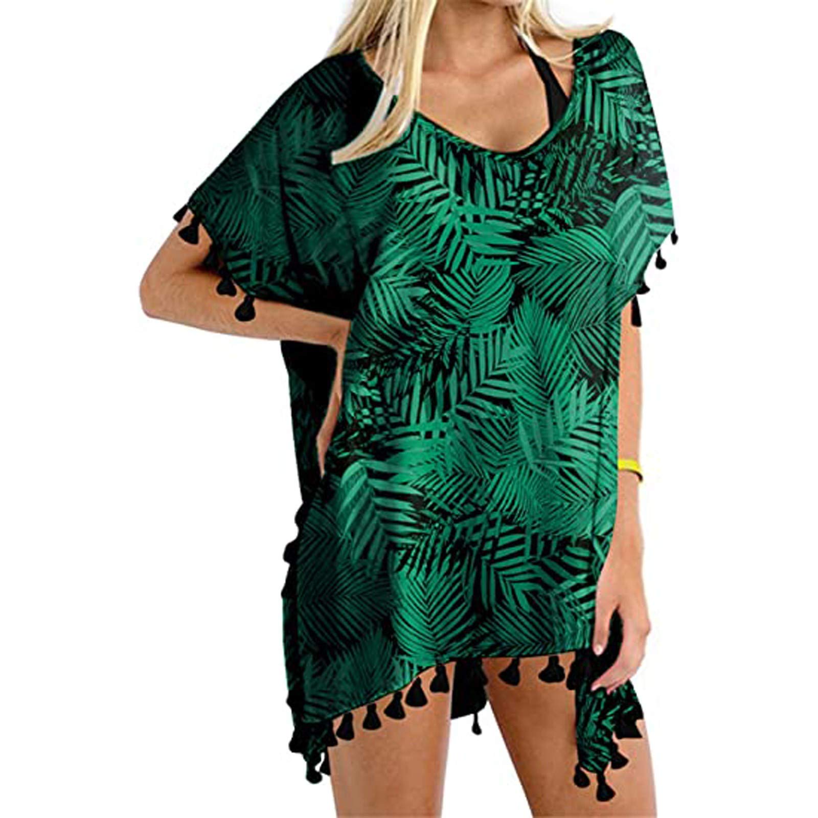 Women's V-Neck Cover Up Dress - Flowy Beach Shirt & Bikini Swimsuit Cover Up | Summer Sundress for Pool, Beach Vacation & Resort Wear
