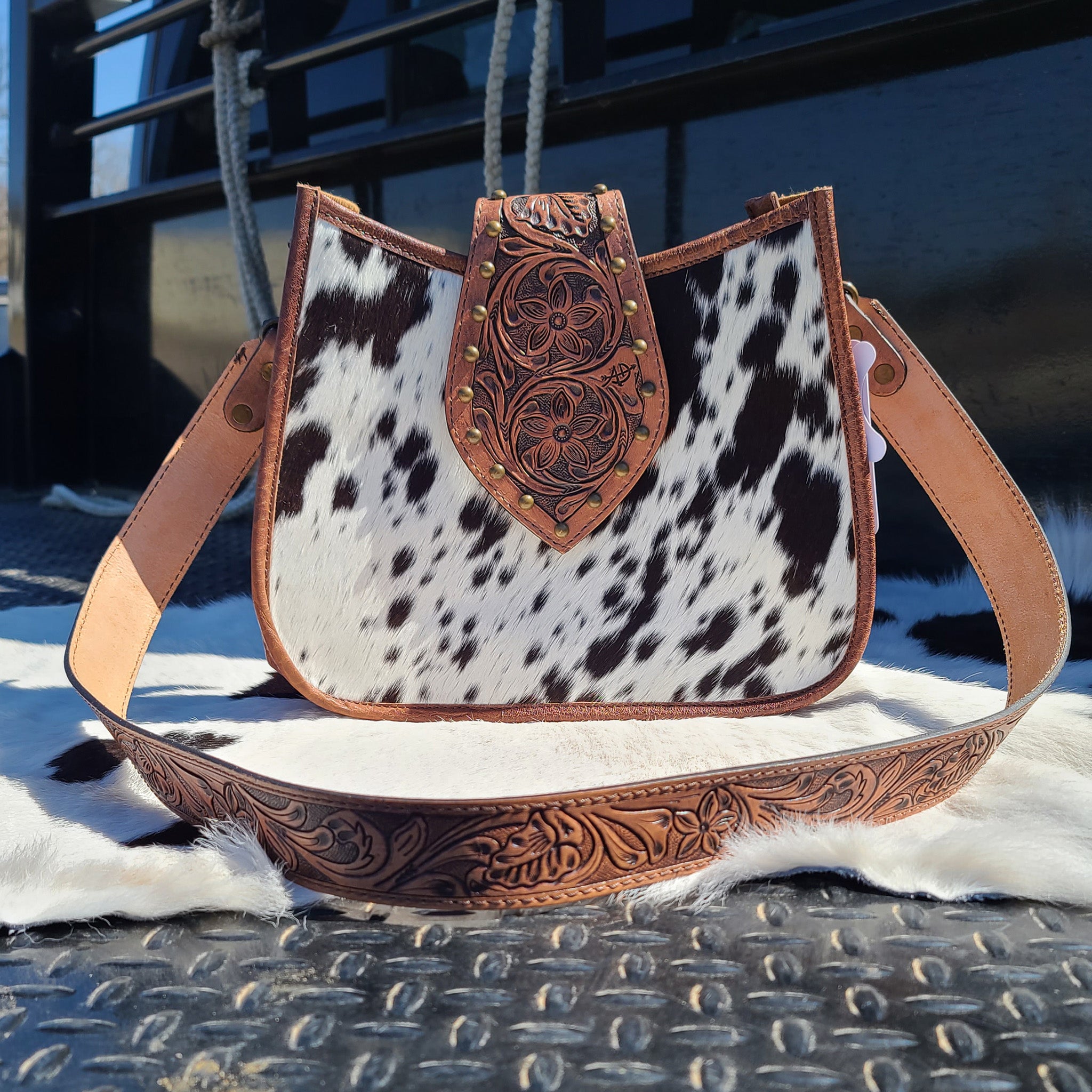 American Darling Genuine Brown Leather & Cowhide Handbag for Women - Stylish Crossbody Purse for Work, Travel & Everyday Use