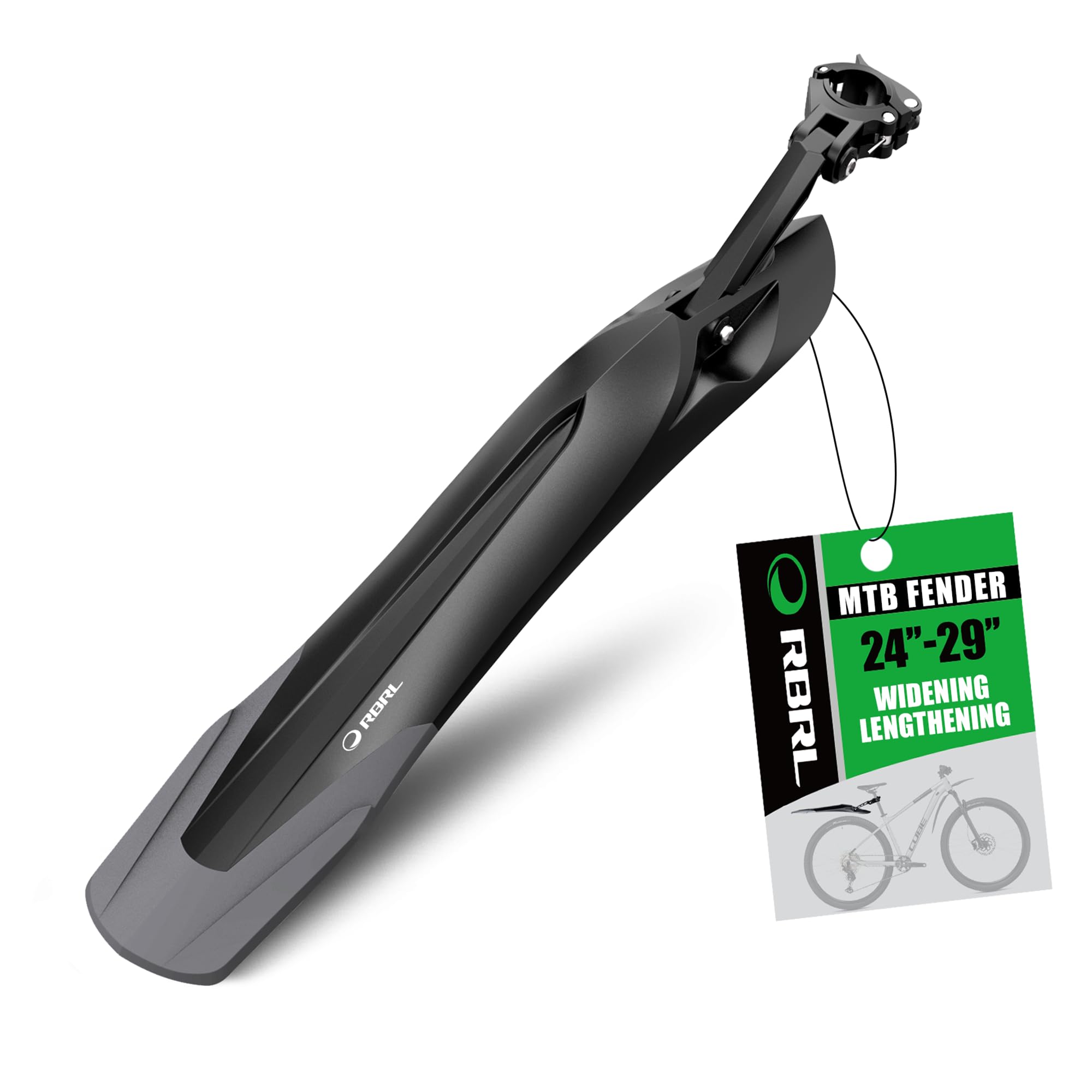 RBRL Adjustable Bike Fender 24-29 Inch - Universal Quick Release Mudguard for Bicycle, Ebike & MTB - Thickened Wide Rear Fender Protects Against Water Splash & Dirt - Perfect for Commuting, Mountain Biking & Wet Weather Riding