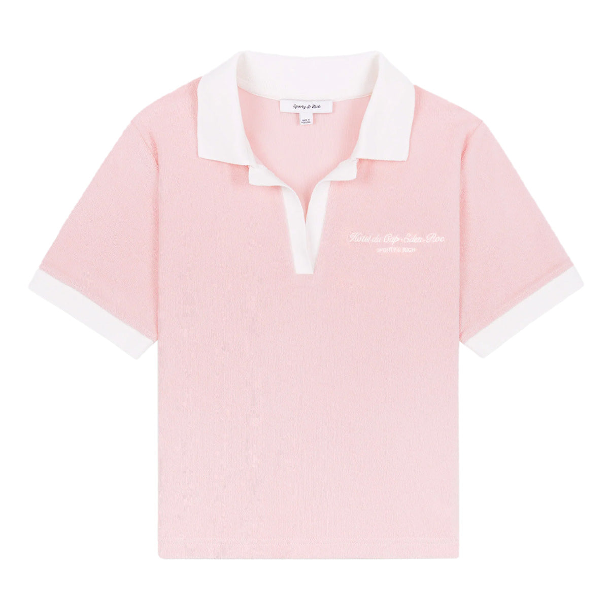 Hotel du Cap Eden Roc Cursive Terry Polo Shirt in Pink - Premium Cotton Polo for Men, Luxury Resort Wear & Summer Vacation Style