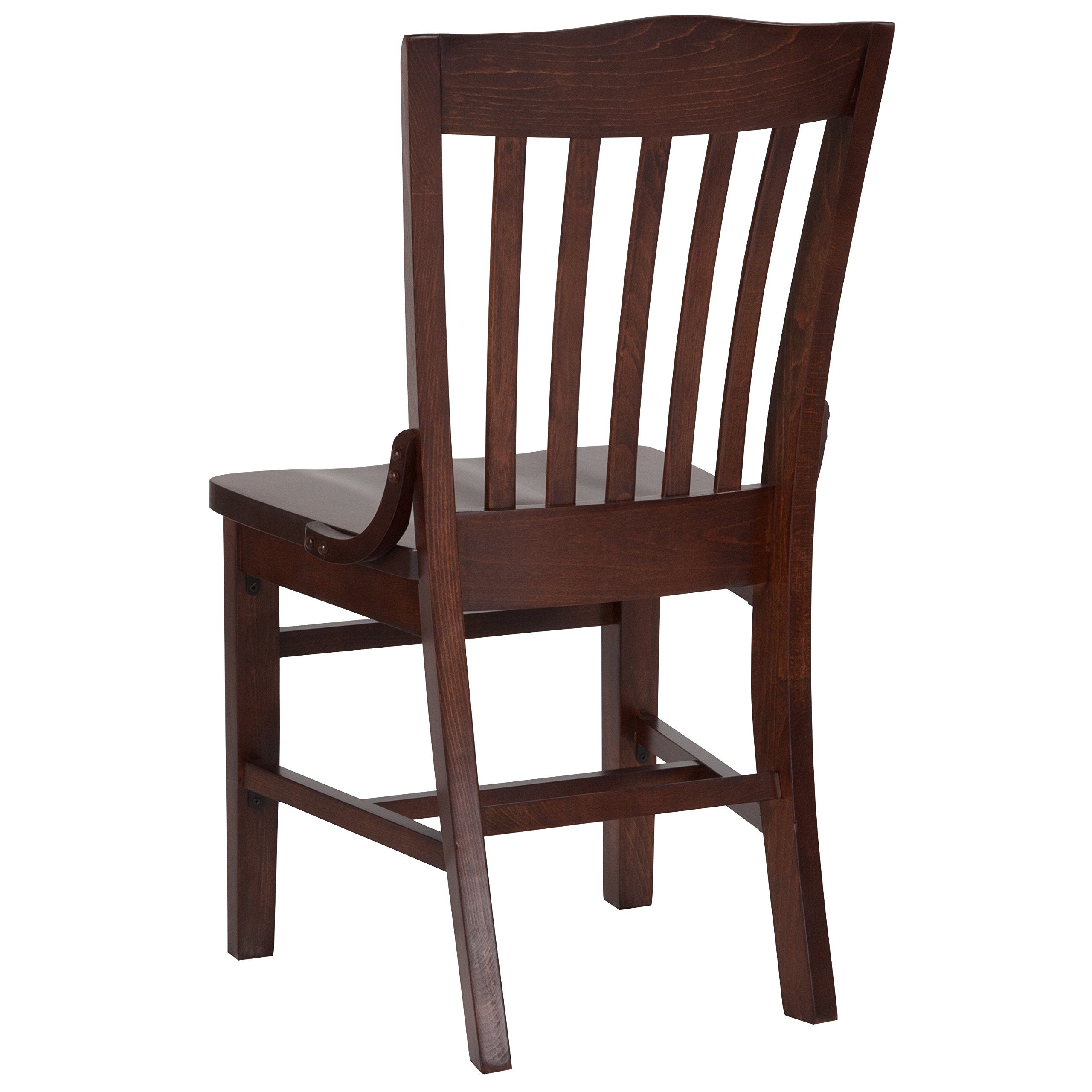 EMMA + OLIVER School House Back Walnut Wood Chair - Solid Wood Dining Chair for Kitchen, Dining Room, Office & Study - Comfortable & Durable Wooden Seat with Classic Design