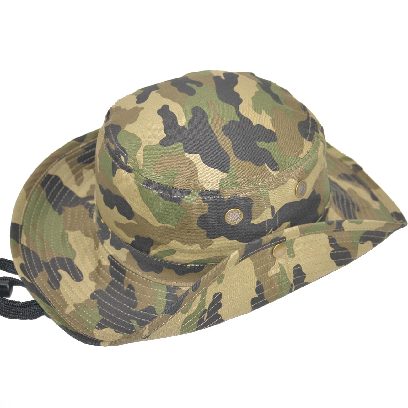 Boys Camo Sun Hat with Wide Brim - UPF 50+ Sun Protection Bucket Hat for Outdoor Activities, Hiking, Fishing & Safari - Kids Adjustable Boonie Hat for Beach, Jungle & Summer Adventures