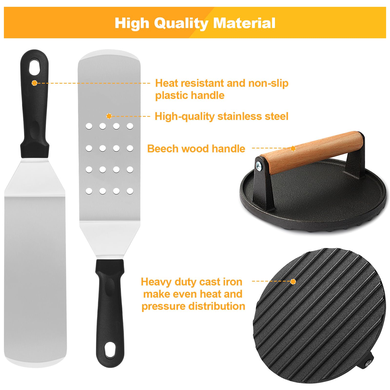 29-Piece Griddle Accessories Kit for Blackstone & Camp Chef - Stainless Steel Spatula Set, Burger Press, Melting Dome, Scraper, Tongs & Carry Bag - Perfect for Outdoor Grilling, BBQ Parties & Camping Cooking
