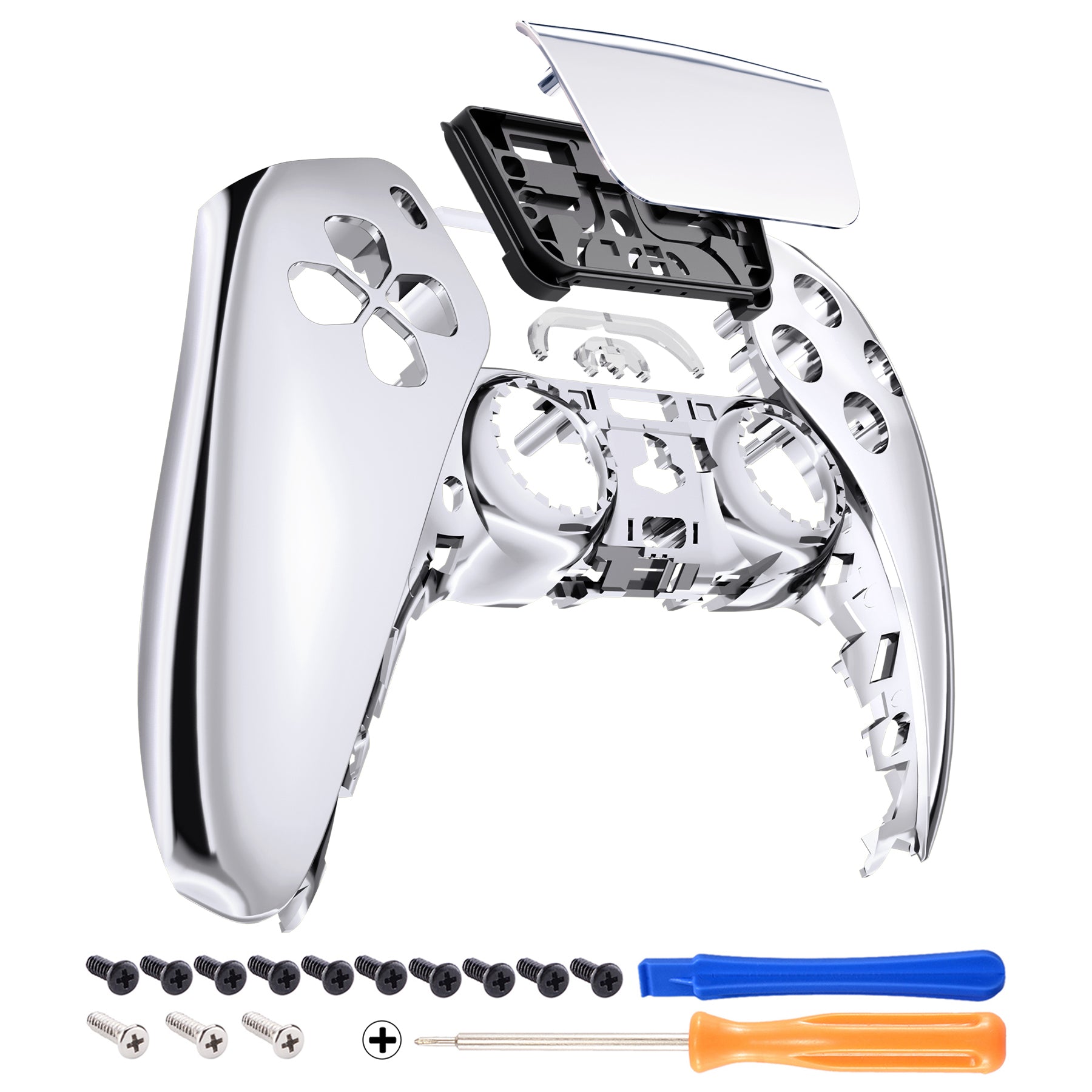 eXtremeRate Chrome Silver Touchpad Front Housing Shell for PS5 Controller BDM-010/020/030/040/050 - DIY Replacement Shell & Custom Touch Pad Cover (ZPFD4002G3) - Perfect for Gaming, Customization & Controller Repair