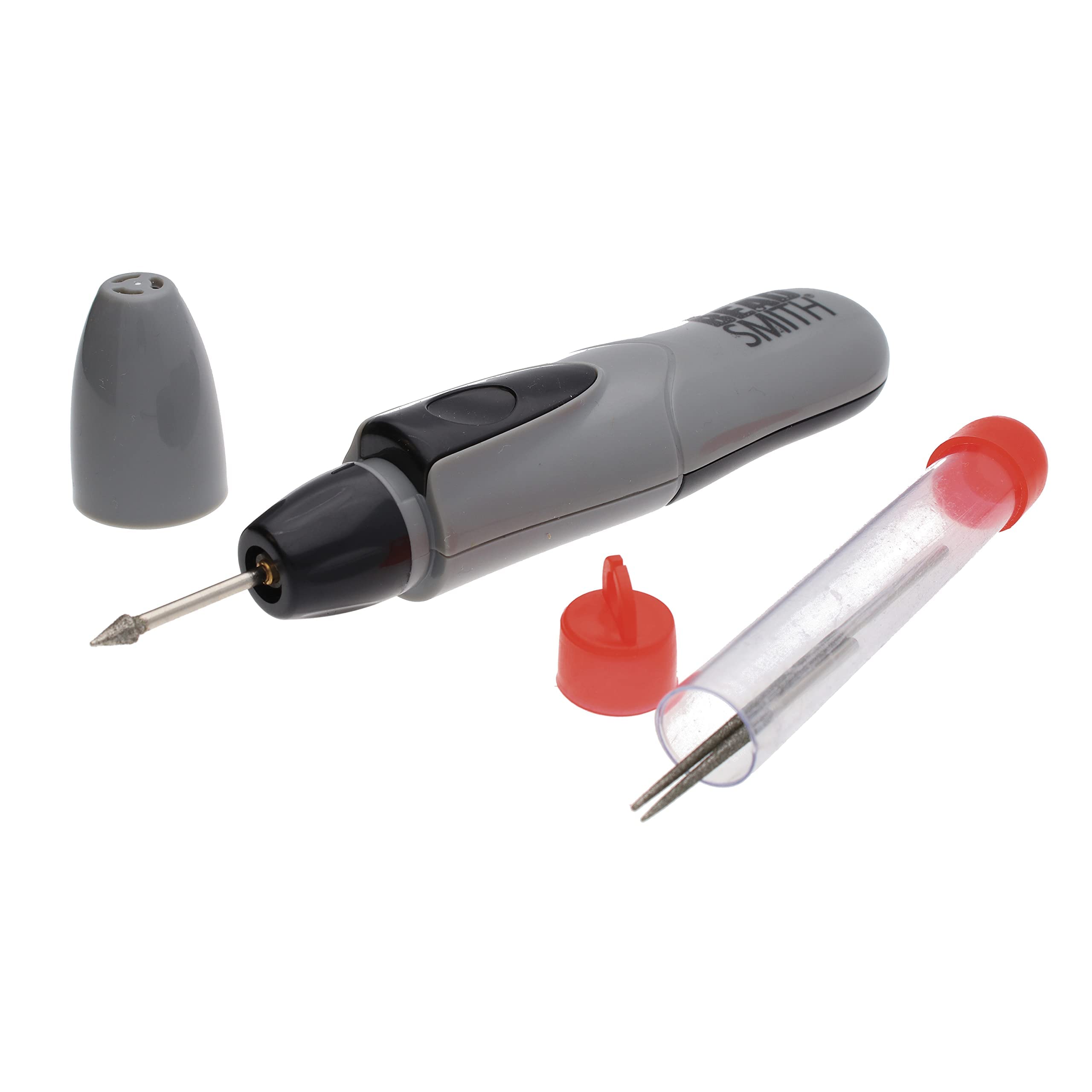 The Beadsmith Cordless Motorized Bead Reamer Kit with 3 Diamond Tips - Battery Powered Jewelry Making Tool for Glass, Ceramic & Stone Beads - Perfect for Enlarging Holes, Smoothing Rough Edges - Great for DIY Crafts, Jewelry Repair & Beading Projects