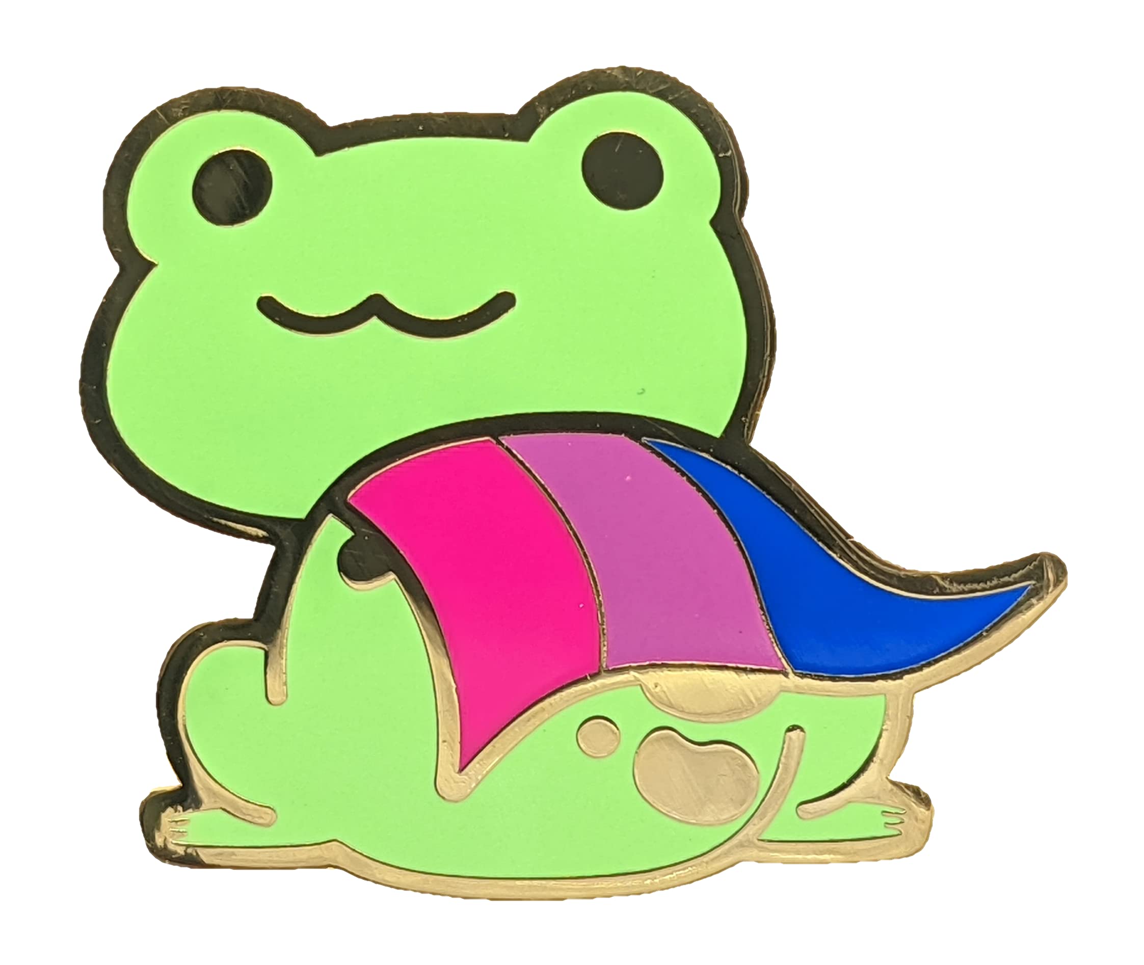 Bisexual Pride Frog Enamel Pin - LGBT+ Flag Colors, Chibi Superhero Gay Frog Badge for Backpacks, Jackets & LGBTQ+ Events