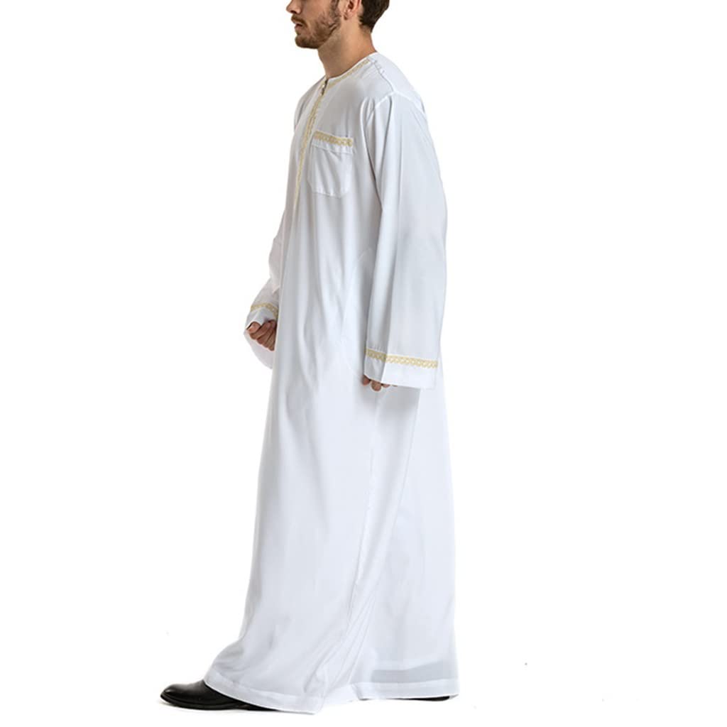 Premium Muslim Arab Robe - Long Sleeve Kaftan Thobe Gown for Men | Middle Eastern Jubba Clothing | Eid Prayer, Wedding & Casual Wear