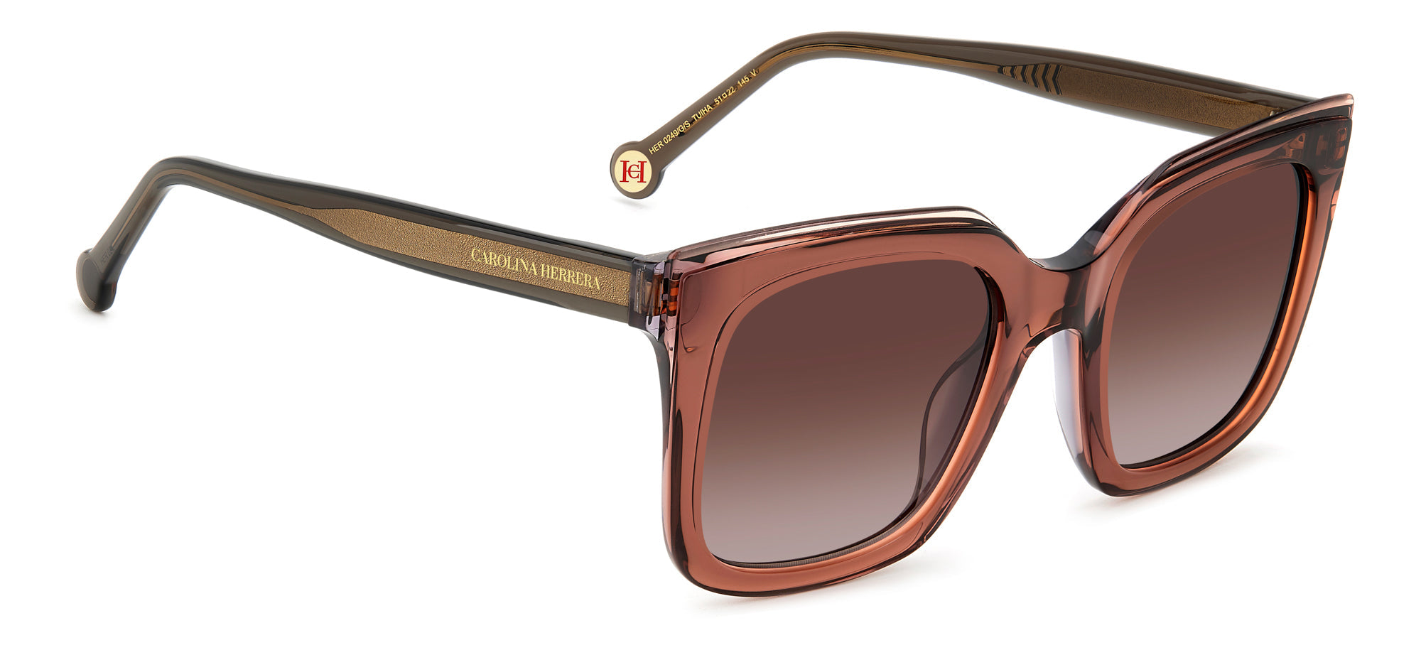 Carolina Herrera HER 0249/G/S Gold-Tone Sunglasses for Women - Luxury Fashion Shades for Everyday Wear & Outdoor Activities