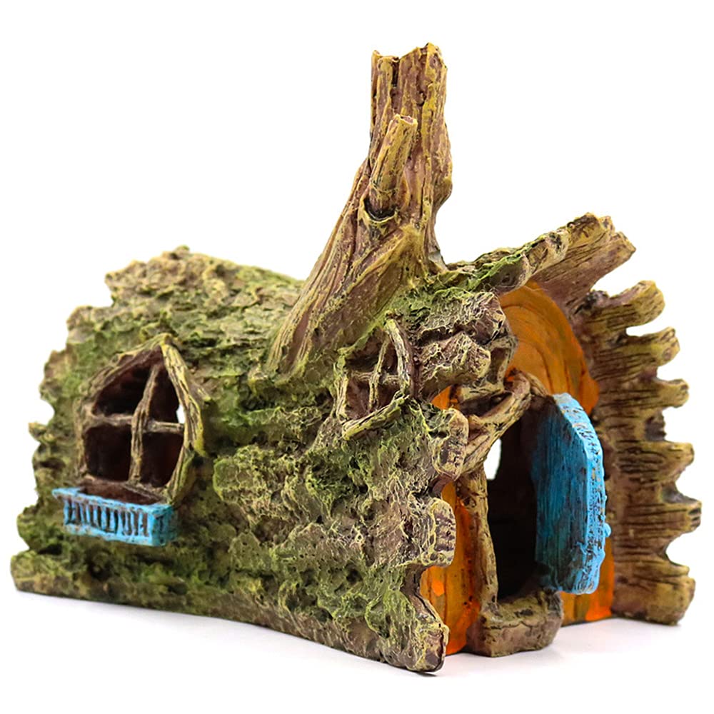 Betta Fish Tank Decorations - Resin Hide Cave & House Ornaments for Small & Medium Aquarium Fish | Aquascape Accessories for Betta, Guppy, Tetra | Perfect for Hiding & Stress Relief in Home & Office Aquariums