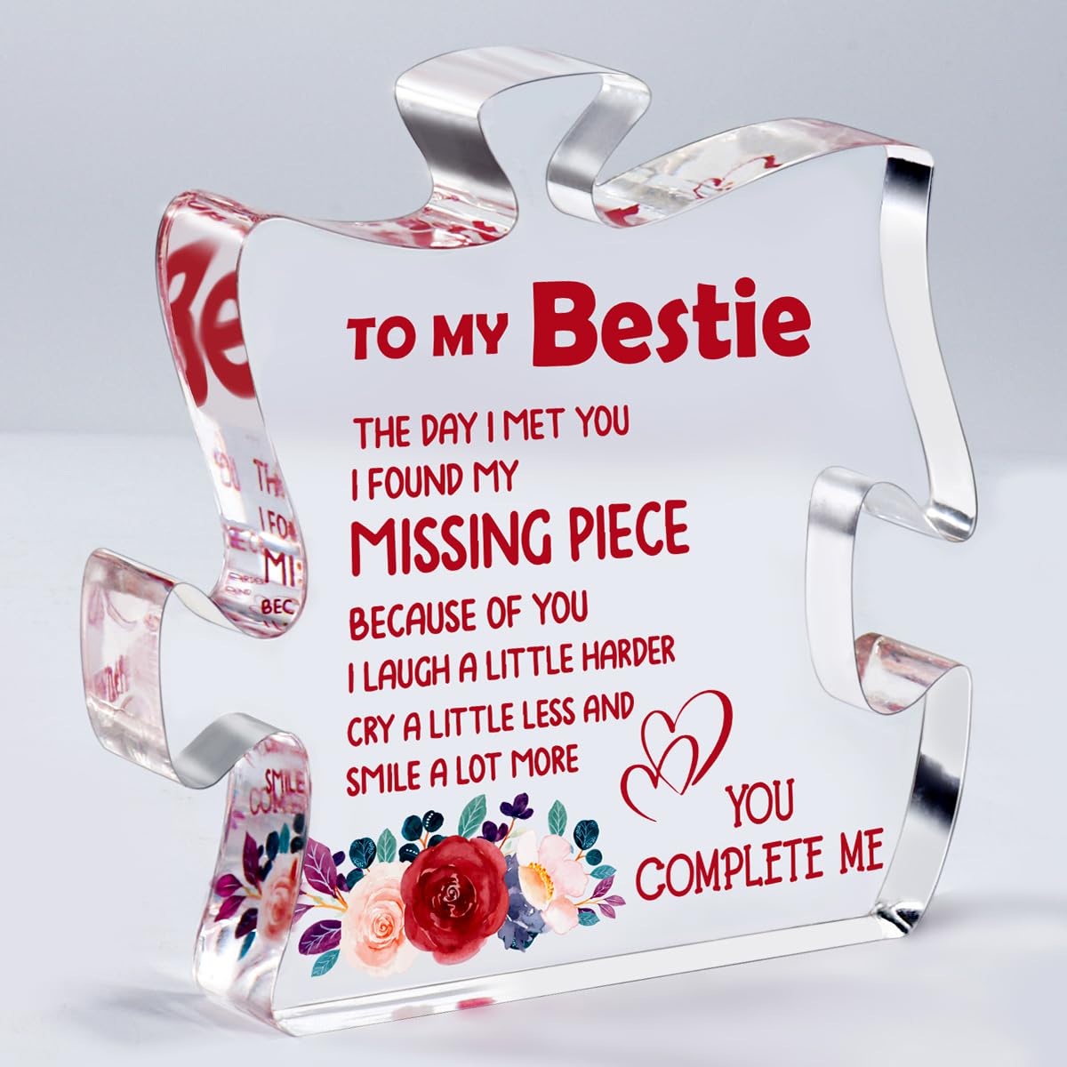 Best Friend Gifts for Women - Acrylic Plaque Desk Sign with Inspirational Quote - Perfect for BFF Birthday, Sister Friendship, Graduation, Christmas & Thank You Presents - Office & Home Decor Gift Idea