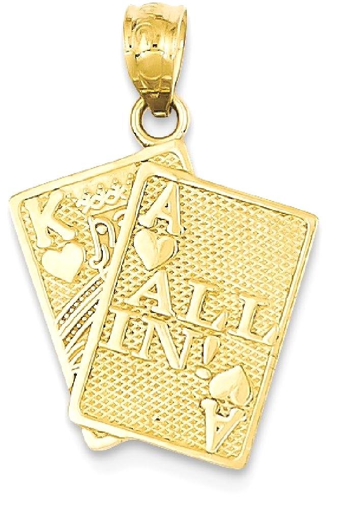 14K Solid Yellow Gold Ace of Hearts Poker Necklace - King of Love Playing Card Pendant - Gambling Deck Charm for Good Luck Jewelry - Perfect for Casino Nights, Poker Parties & Unique Gifts