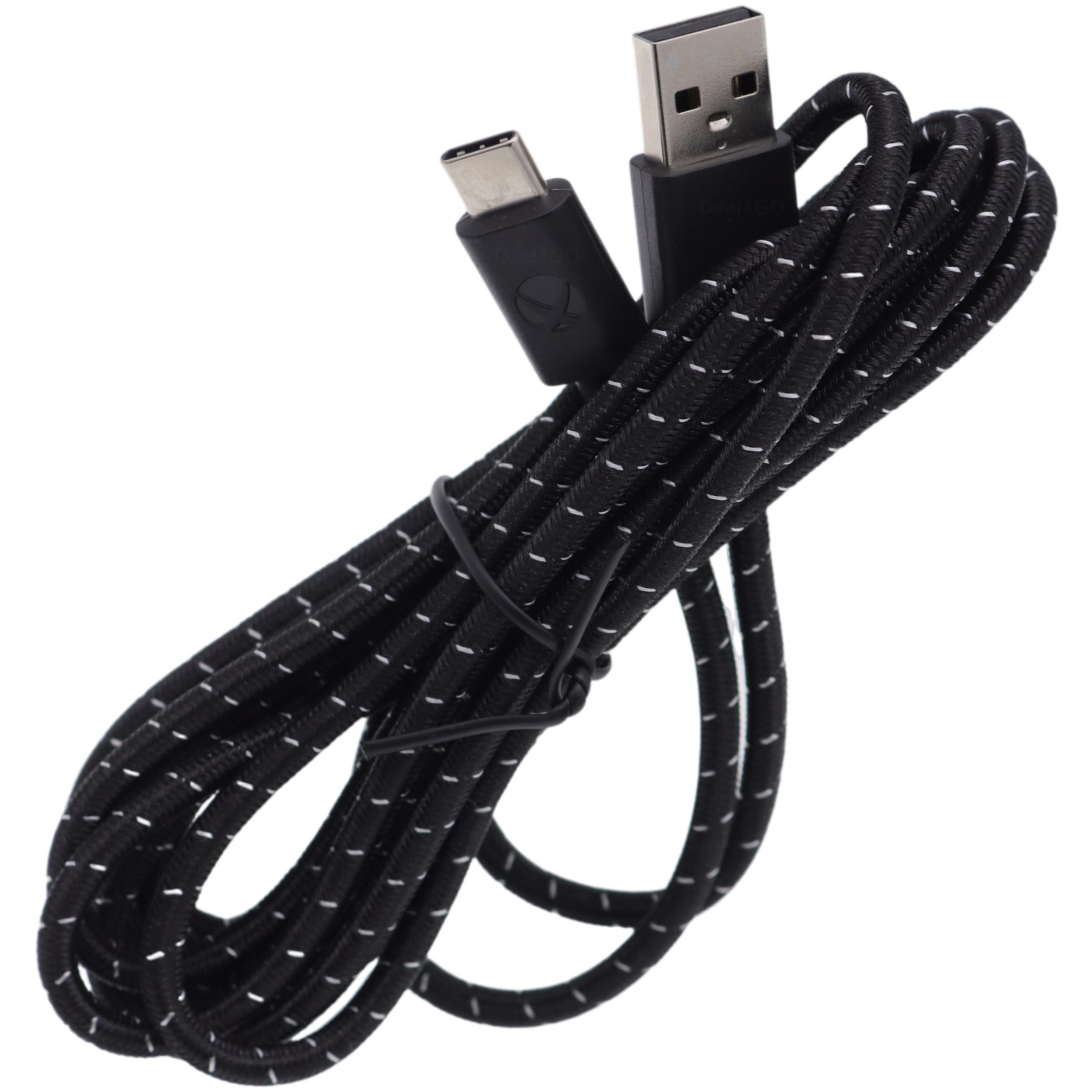 Premium Braided USB-C Charging Cable for Xbox Elite Series 2, Series X/S, PS5 & Switch Pro Controller - Durable 9ft Nylon Cord (Black/White) - Perfect for Gaming Setups & Travel Accessories