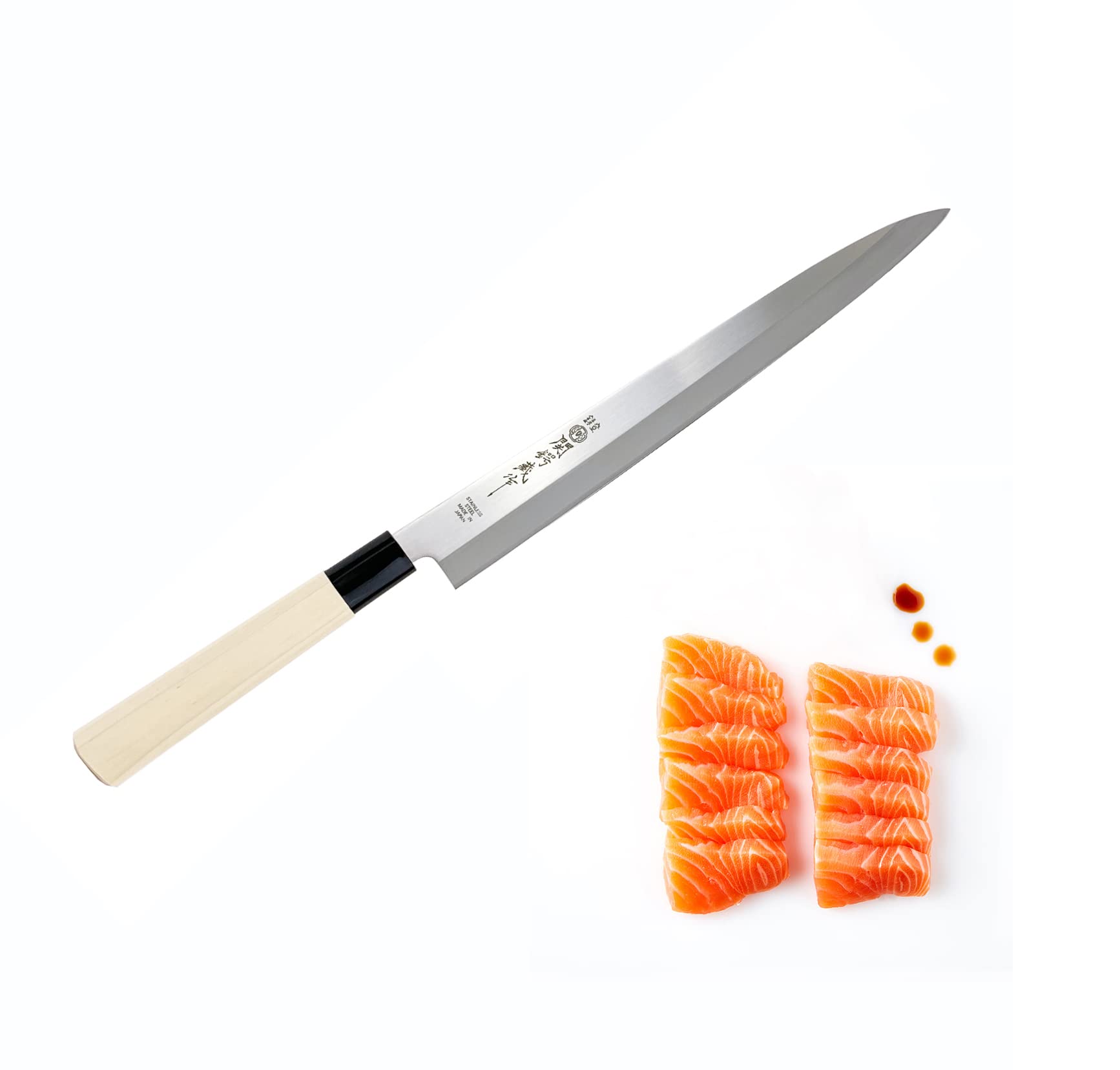 Premium Japanese Stainless Steel Sushi & Sashimi Knife - Professional Chef Grade Kitchen Tool for Slicing Raw Fish, Making Rolls & Asian Cuisine