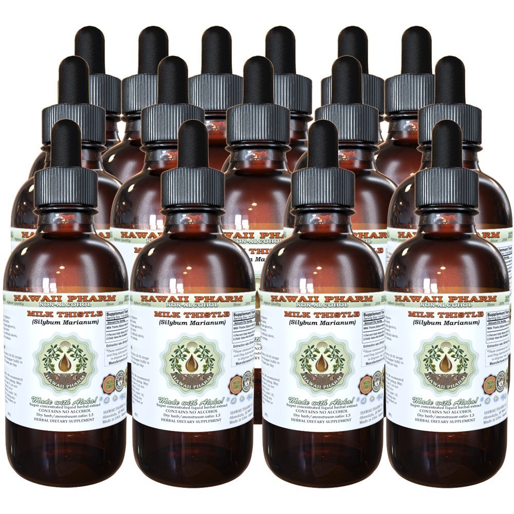 Organic Milk Thistle (Silybum marianum) Alcohol-Free Liquid Extract - Natural Herbal Supplement for Liver Support & Detox - USA Made by Hawaii Pharm - 15x4 oz - Perfect for Daily Wellness & Cleansing Routines