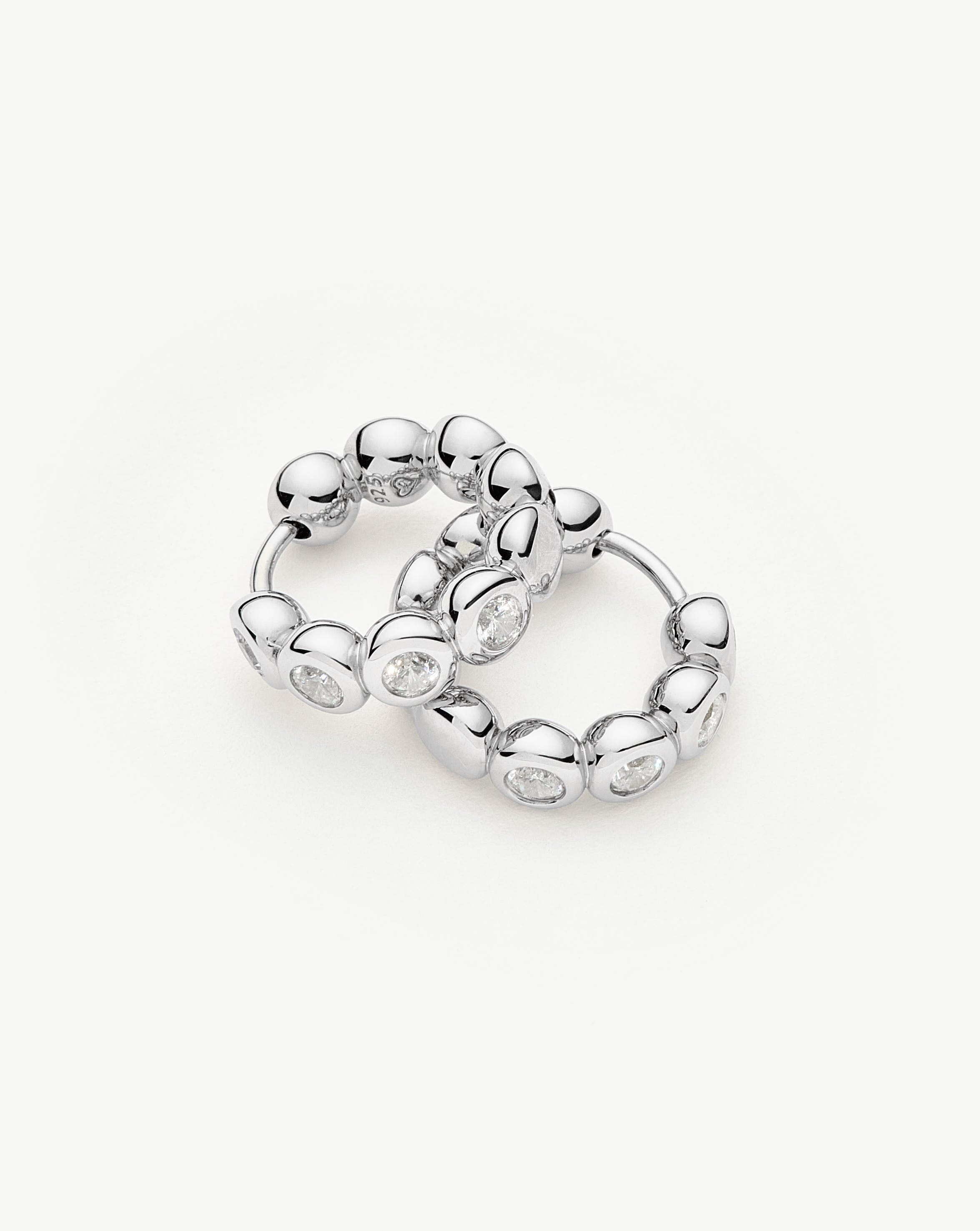 Sterling Silver Cubic Zirconia Tennis Small Hoop Earrings for Women - Elegant Everyday Jewelry for Work, Date Night & Special Occasions