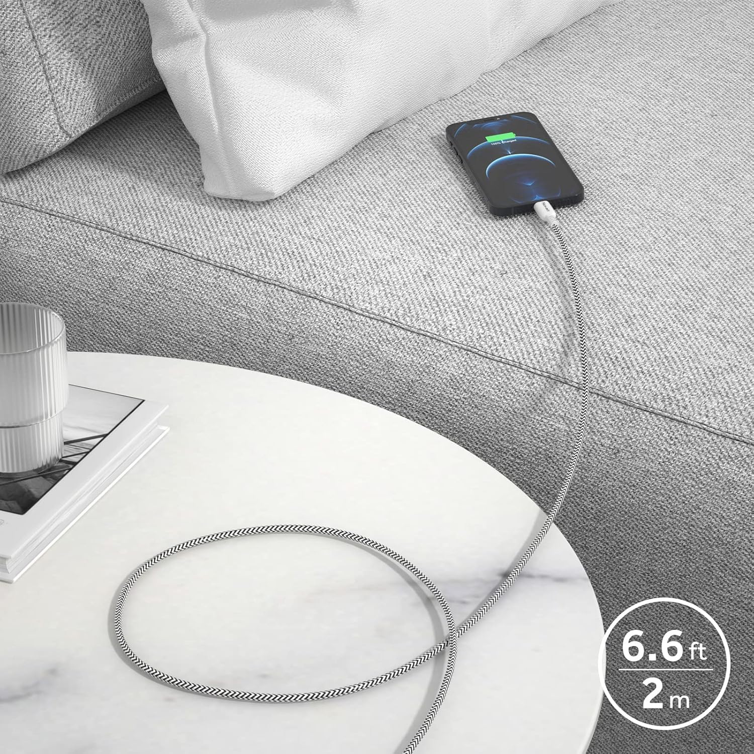 52W 4-Port USB C Fast Wall Charger with 6.6FT USB-C to Lightning Cable - Dual 20W PD & 2 USB Ports for iPhone 15/15 Pro/15 Pro Max, iPad Pro, AirPods Pro - Compact Slim Design for Home, Office & Travel Charging