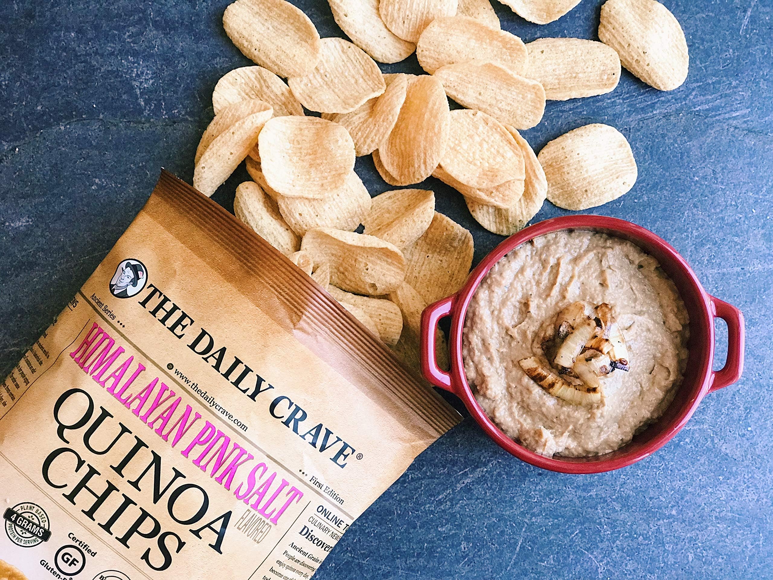 The Daily Crave Himalayan Pink Salt Quinoa Chips - Gluten-Free, Non-GMO Snack, 4g Protein & 2g Fiber per Serving, 4.25 Oz (Pack of 8) - Crunchy Healthy Snacks for Office, School, Travel & Movie Nights