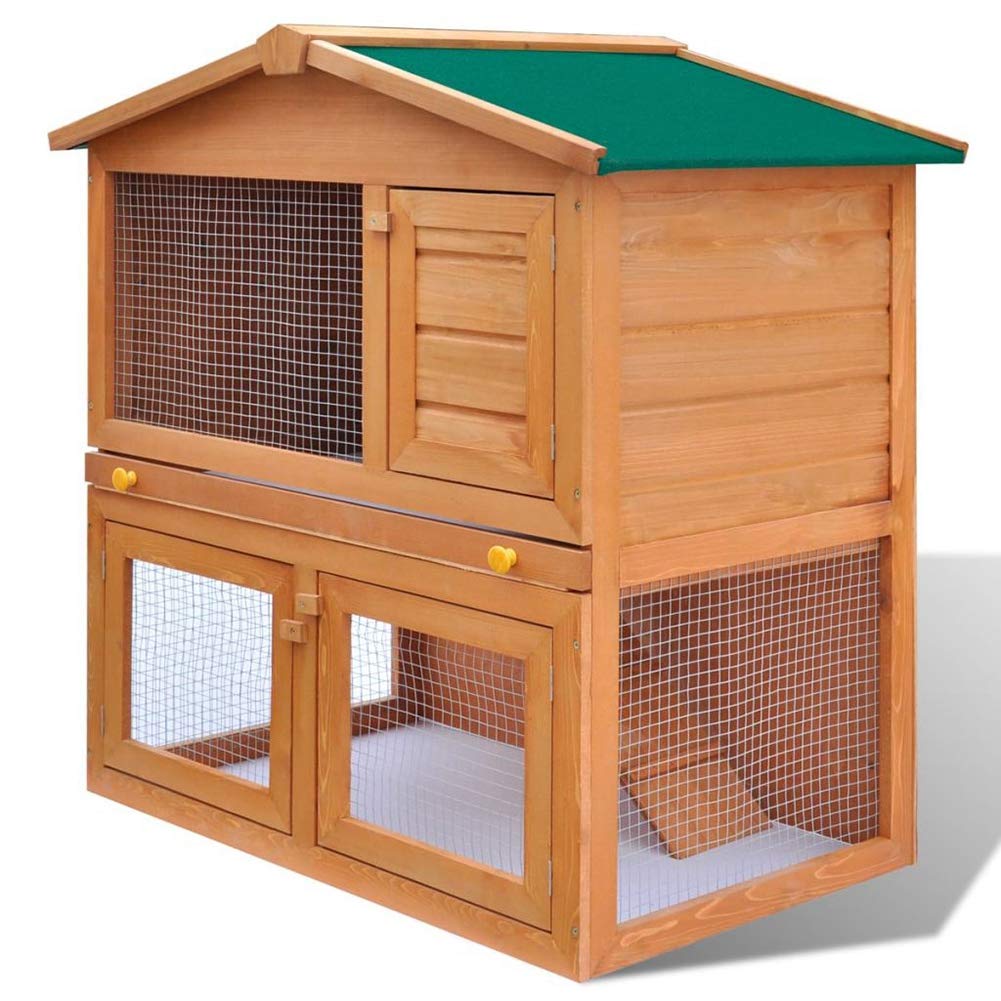 2-Tier Large Rabbit Hutch for Indoor & Outdoor Use - 36.6