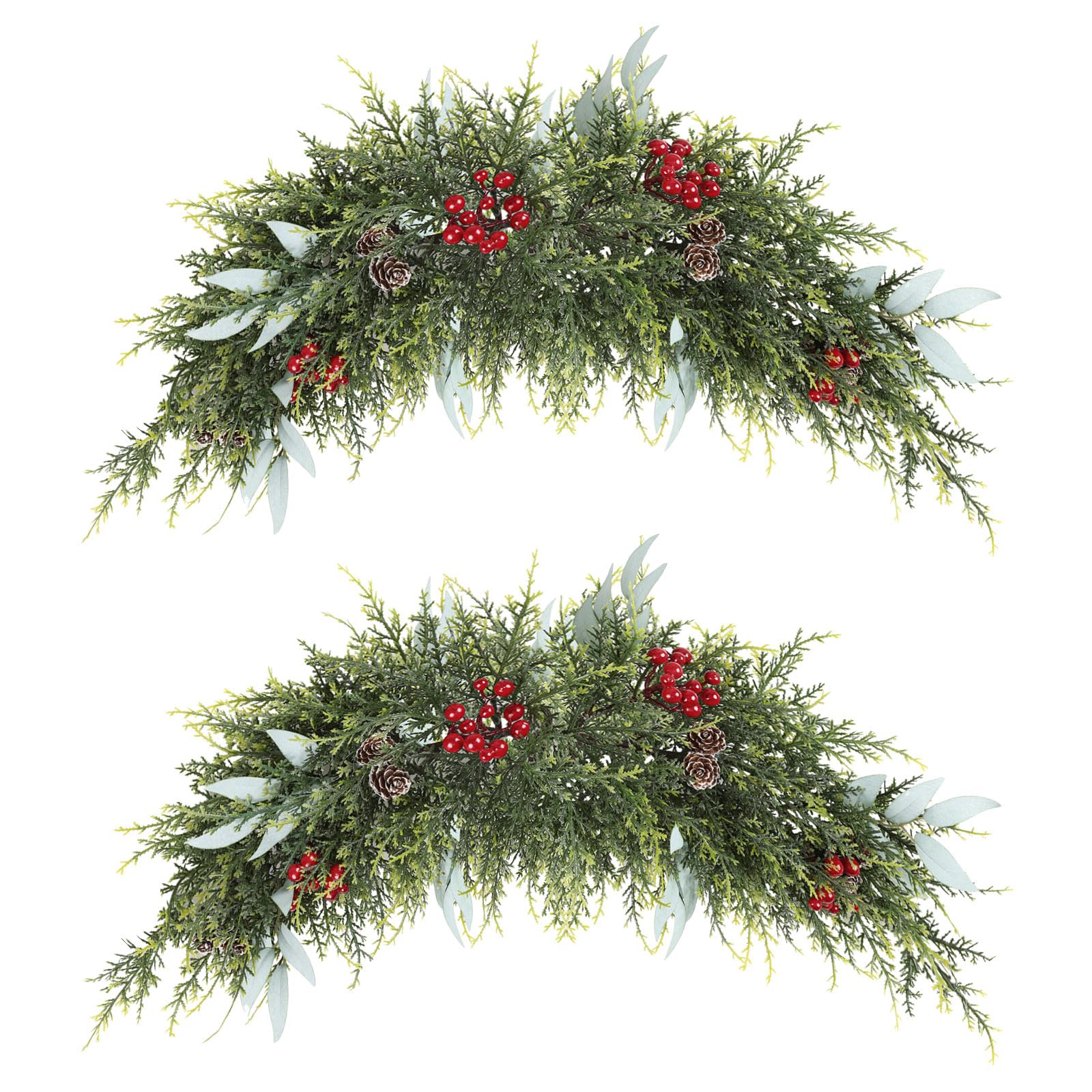 2PCS Christmas Swag for Front Door - 27.5