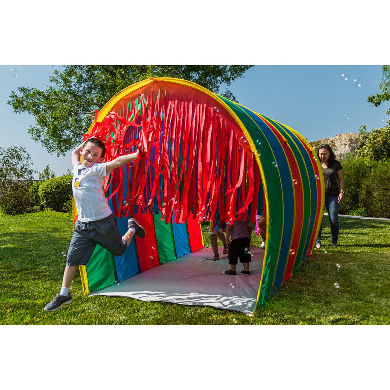 Giant Tickle Run Through Tunnel - Kids Play Crawl Tunnel for Indoor/Outdoor Fun - Perfect for Birthday Parties, Backyard Play & Preschool Activities