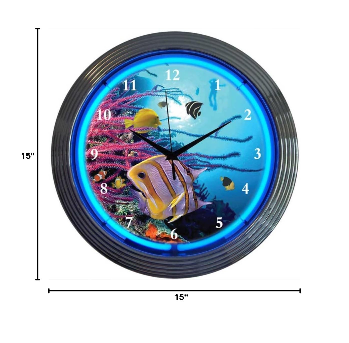 Neonetics 15-Inch LED Wall Clock for Bar, Game Room & Aquarium Decor - Glowing Neon Style for Home, Office & Man Cave