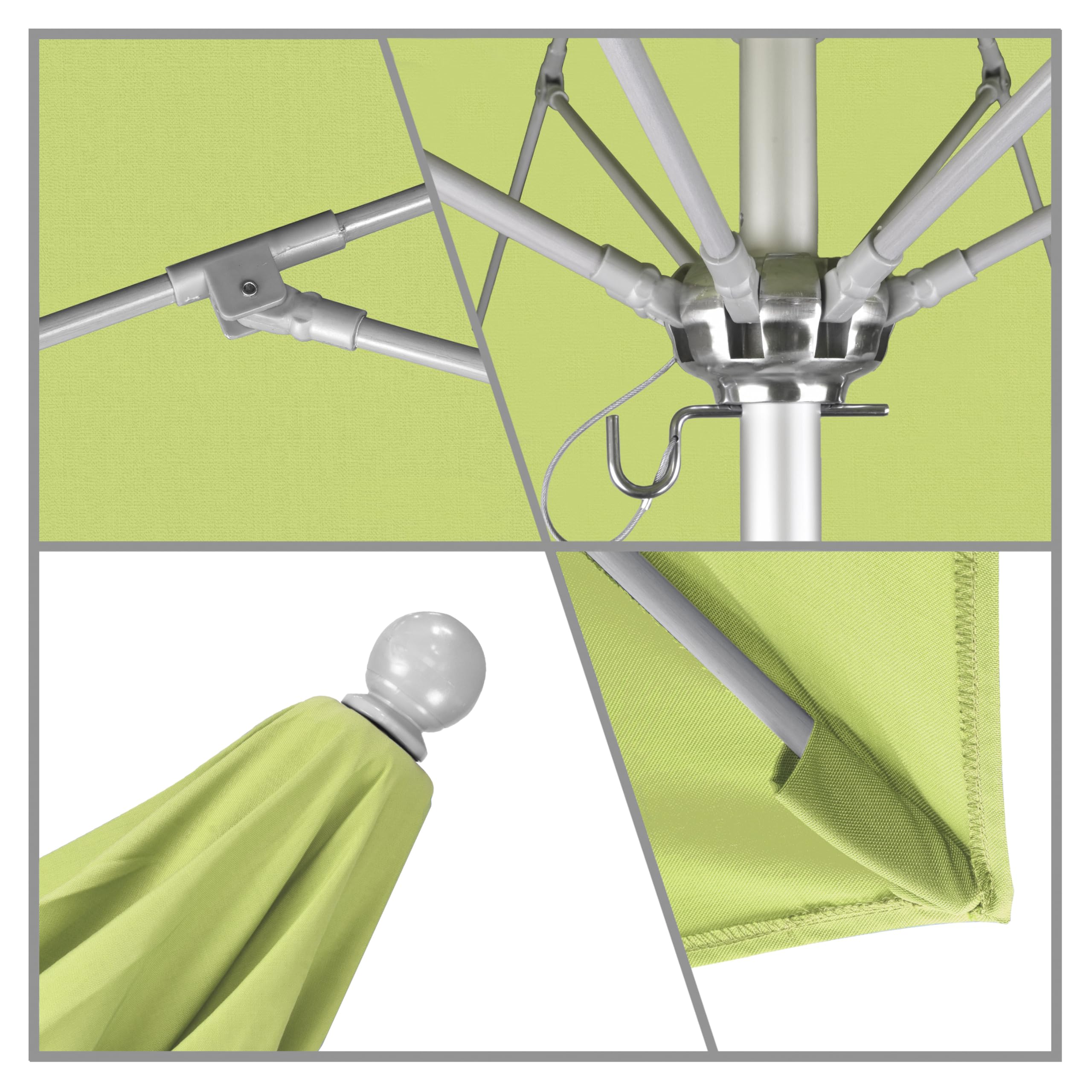 California Umbrella 9' Round Outdoor Patio Umbrella with Aluminum/Fiberglass Frame - Push Button Open, Silver Pole - Perfect for Poolside, Backyard, and Garden Shade