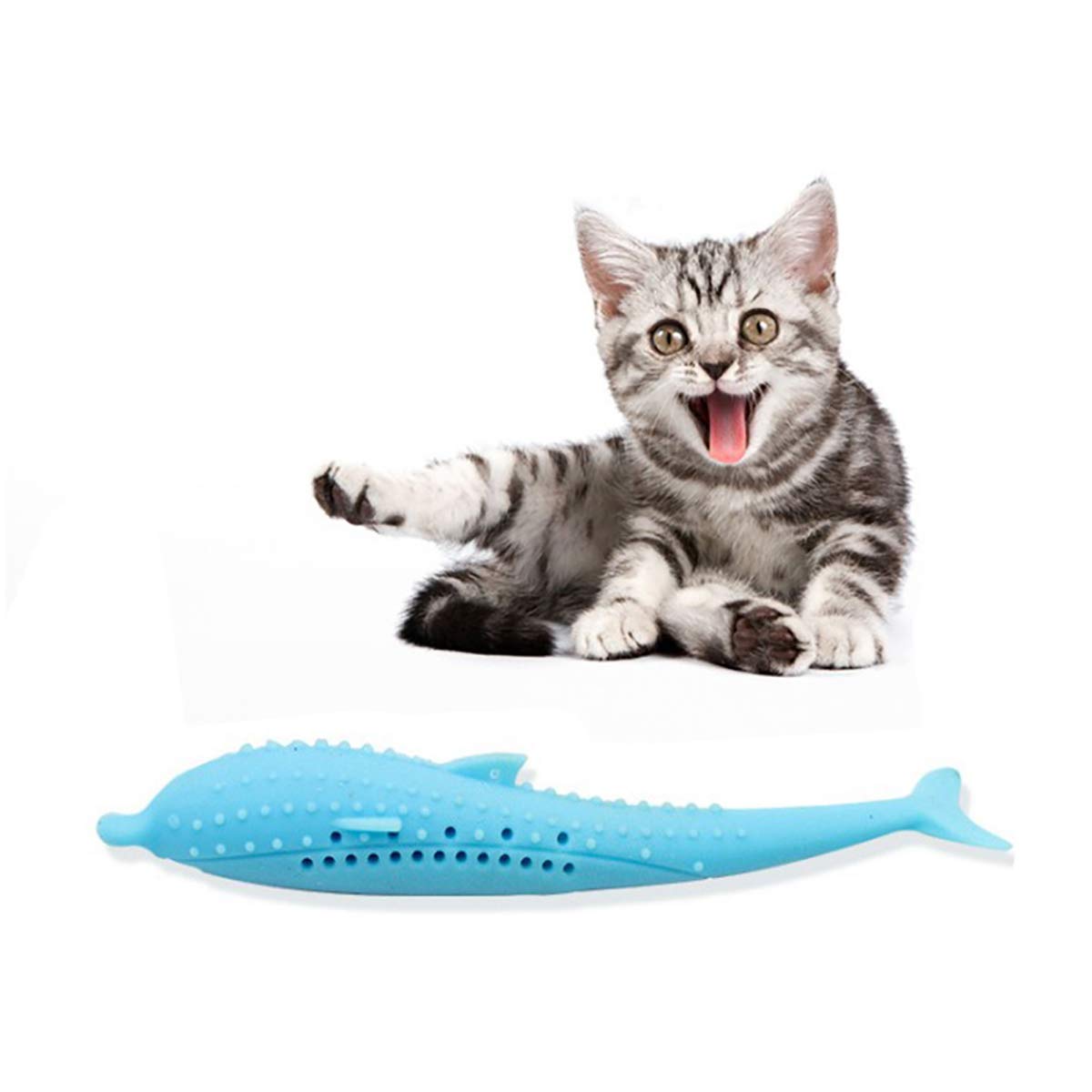 XINJIA Realistic Fish-Shaped Cat Toothbrush with Catnip - Interactive Flopping Fish Chew Toy for Cats - Refillable Catnip Dental Toy for Kittens - Perfect for Playtime, Teething & Dental Care - Great Gift for Cat Lovers