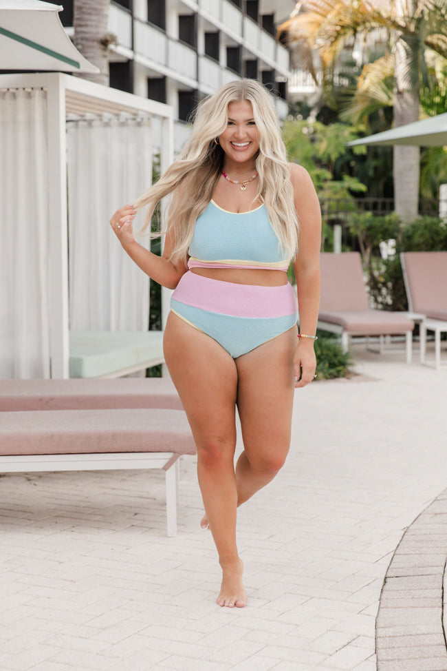 Blue Color Block Bikini Bottoms - Women's Swimwear for Beach & Pool - Final Sale | Do Not Disturb Design