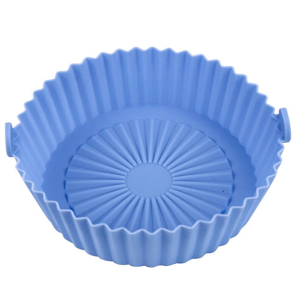 JIJKss Air Fryer Silicone Pot - Reusable Non-Stick Baking Tray, Oven Safe Accessories for Air Fryers & Toaster Ovens (Blue) - Perfect for Roasting Veggies, Baking Cookies & Meal Prep