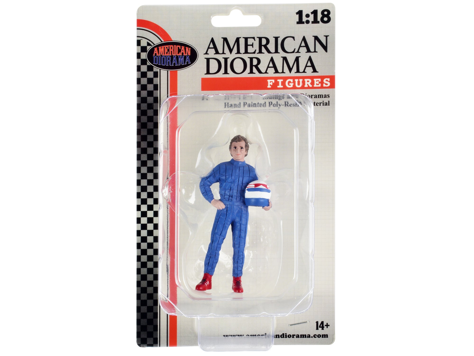 Vintage 80's Racing Legends 1/18 Scale Diecast Model Figure B by American Diorama - Perfect for Collectors, Display Cases & Racing Diorama Scenes