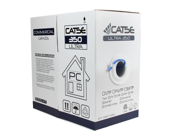 CAT5E UTP Bulk Ethernet Cable 1000FT - 24 AWG Solid Copper, CM Rated for In-Wall Installation - Perfect for Home Networking, Office Setup & Data Centers